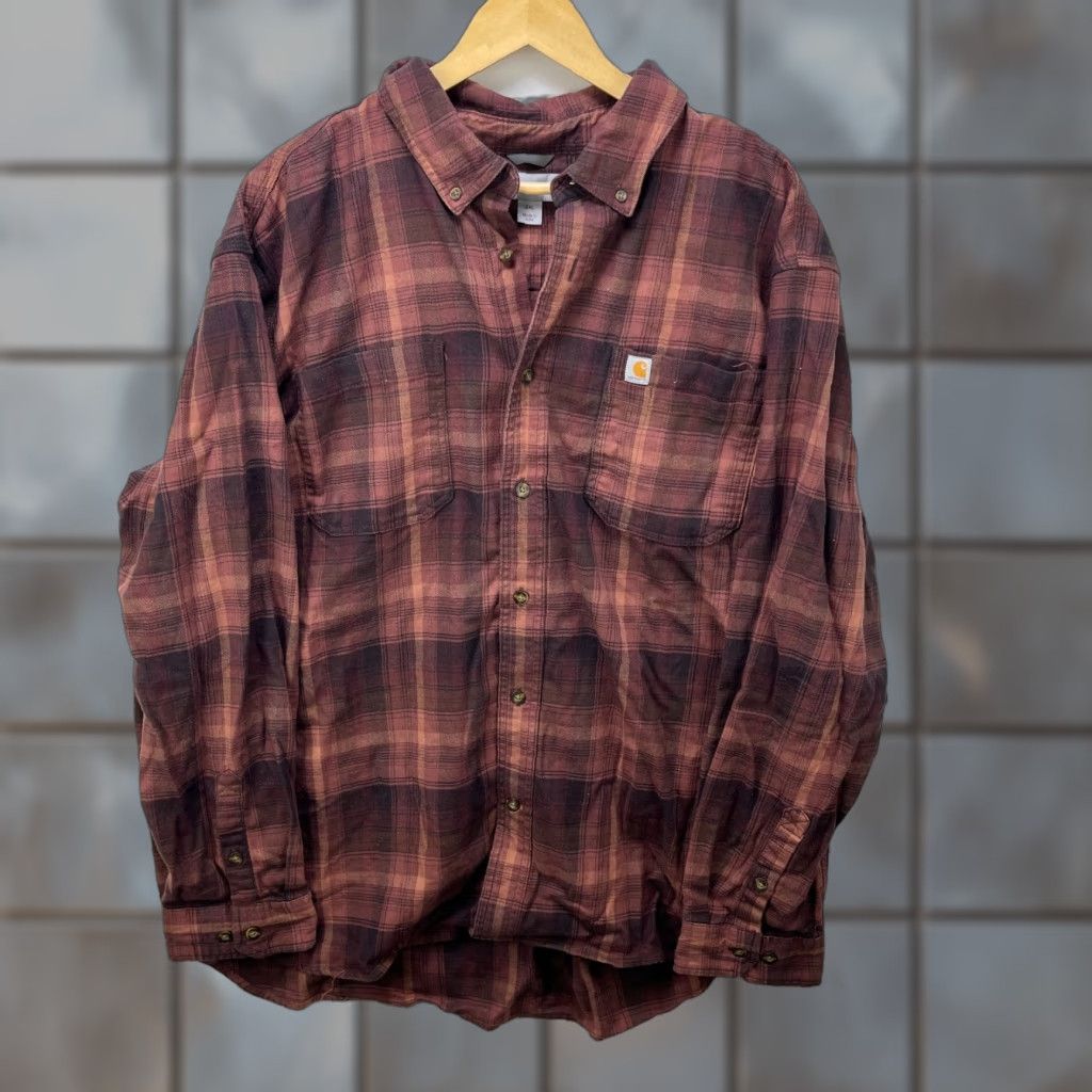 Carhartt VINTAGE Carhartt Plaid Button-Up Long Sleeve Shirt XL Red Men Size US XL / EU 56 / 4 - 1 Thumbnail