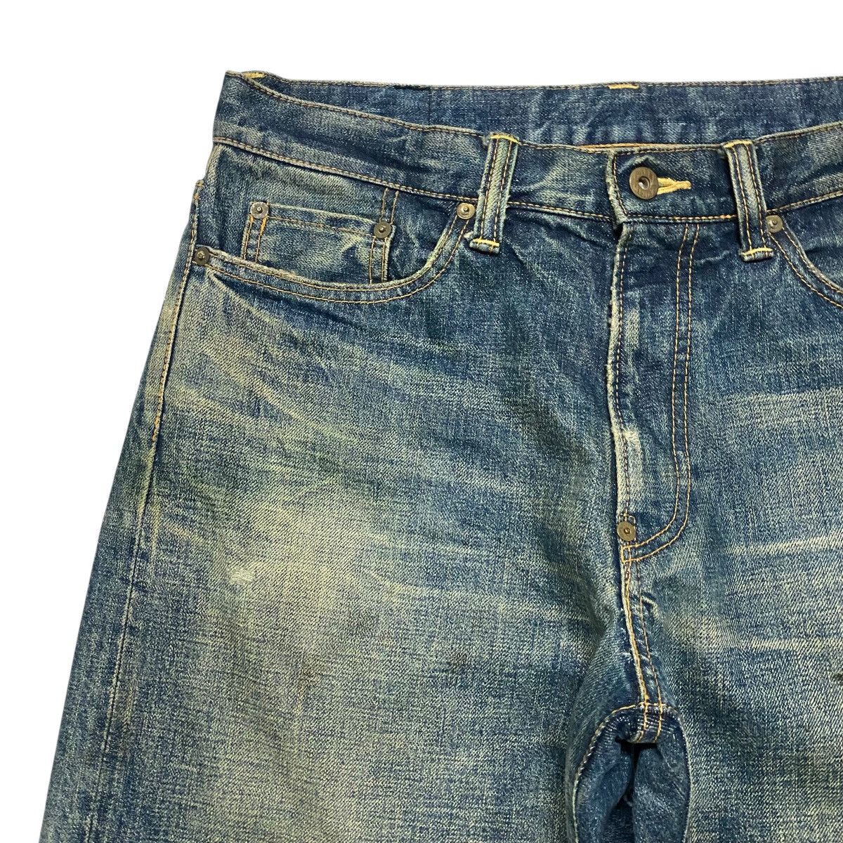 Freewheelers CALEE SUPPLY Denim Selvedge Jeans Dirty Blue Repaired Size US 32 / EU 48 - 4 Thumbnail
