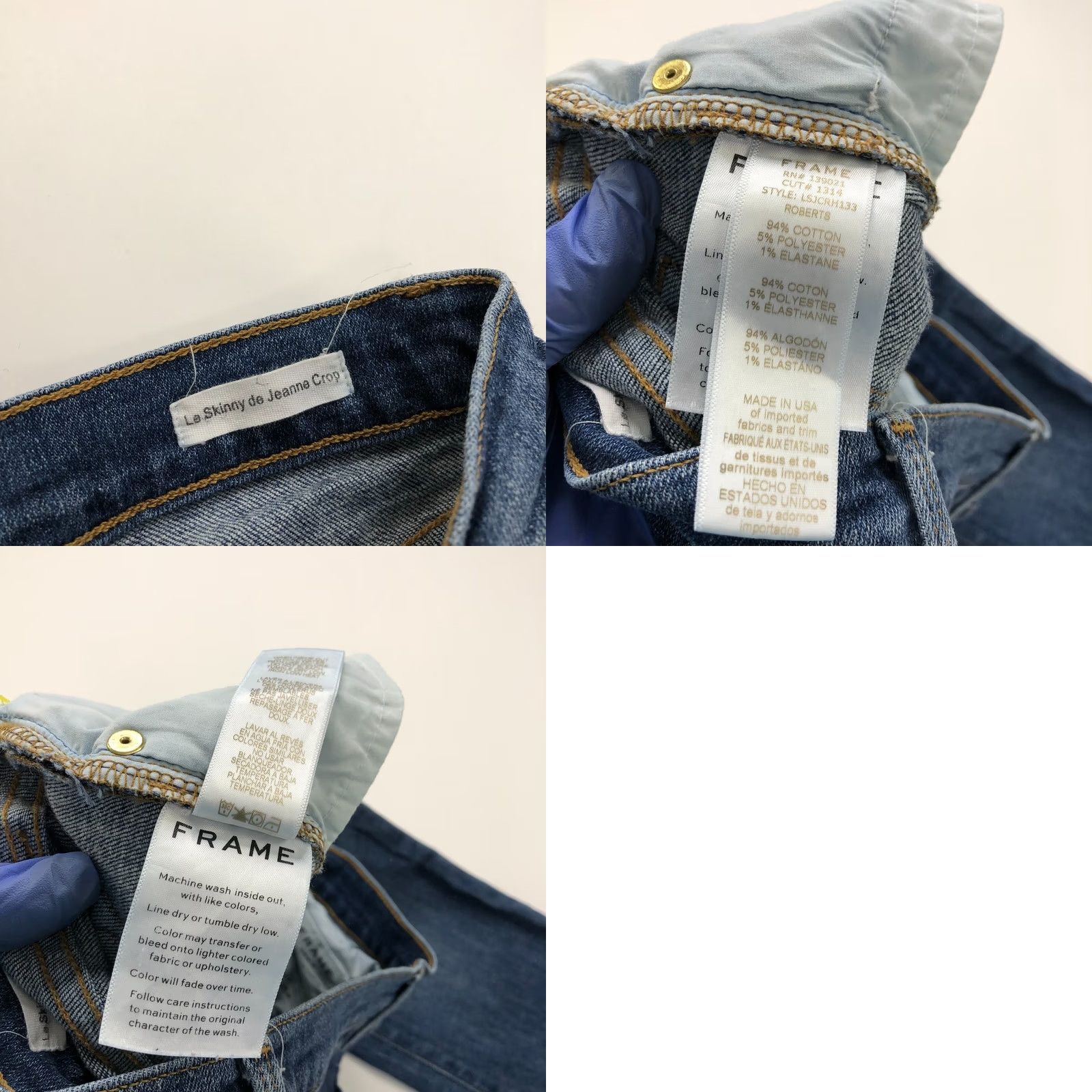 Frame FRAME Le Skinny De Jeanne Crop Jeans 24 Low Rise Raw Hem Cut Off Denim Womens Slim Fit 26 Inseam 25W 26L 5-Pocket Union Blue Jeans Size 42" / US 20 - 8 Thumbnail