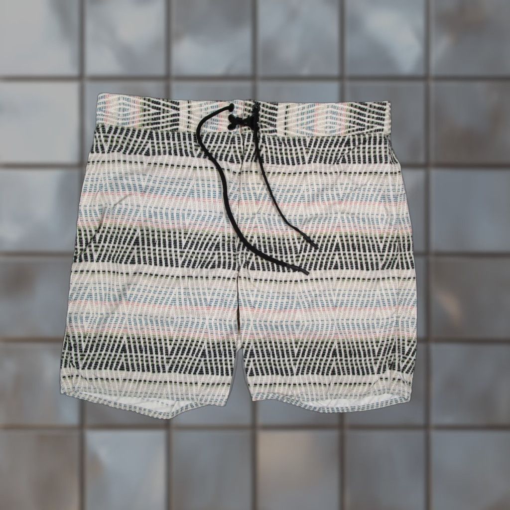 Outerknown Outerknown Shorts Mens 31 Beige Abstract 7" Trunks Beach Surf Zip Fly Board Shorts Size US 31 - 1 Thumbnail
