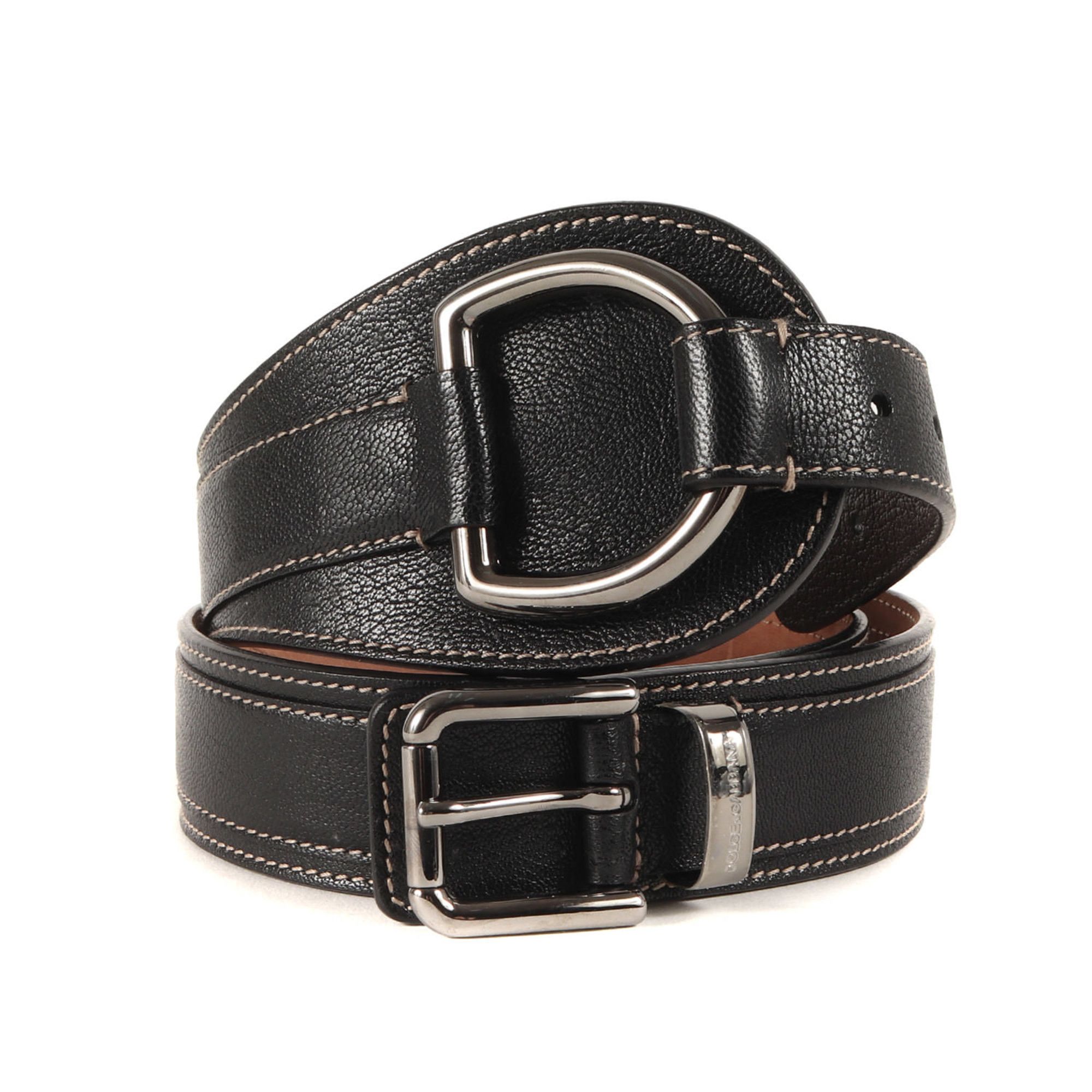 Dolce & Gabbana Dolce & Gabbana DOLCE&GABBANA Belt Size: 90(36) D-ring Leather Black Size ONE SIZE - 1 Thumbnail