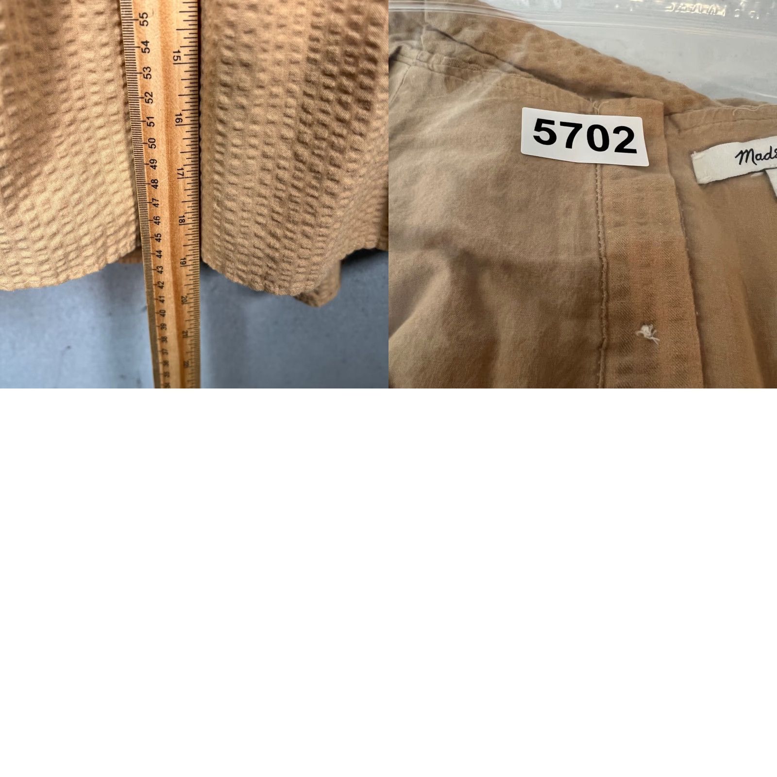 Madewell Madewell Dress Beig e Short Puff Sleeve Textured Cotton Elastic Waist Button Back A-Line Mini Women S Small Size S / US 4 / IT 40 - 8 Thumbnail