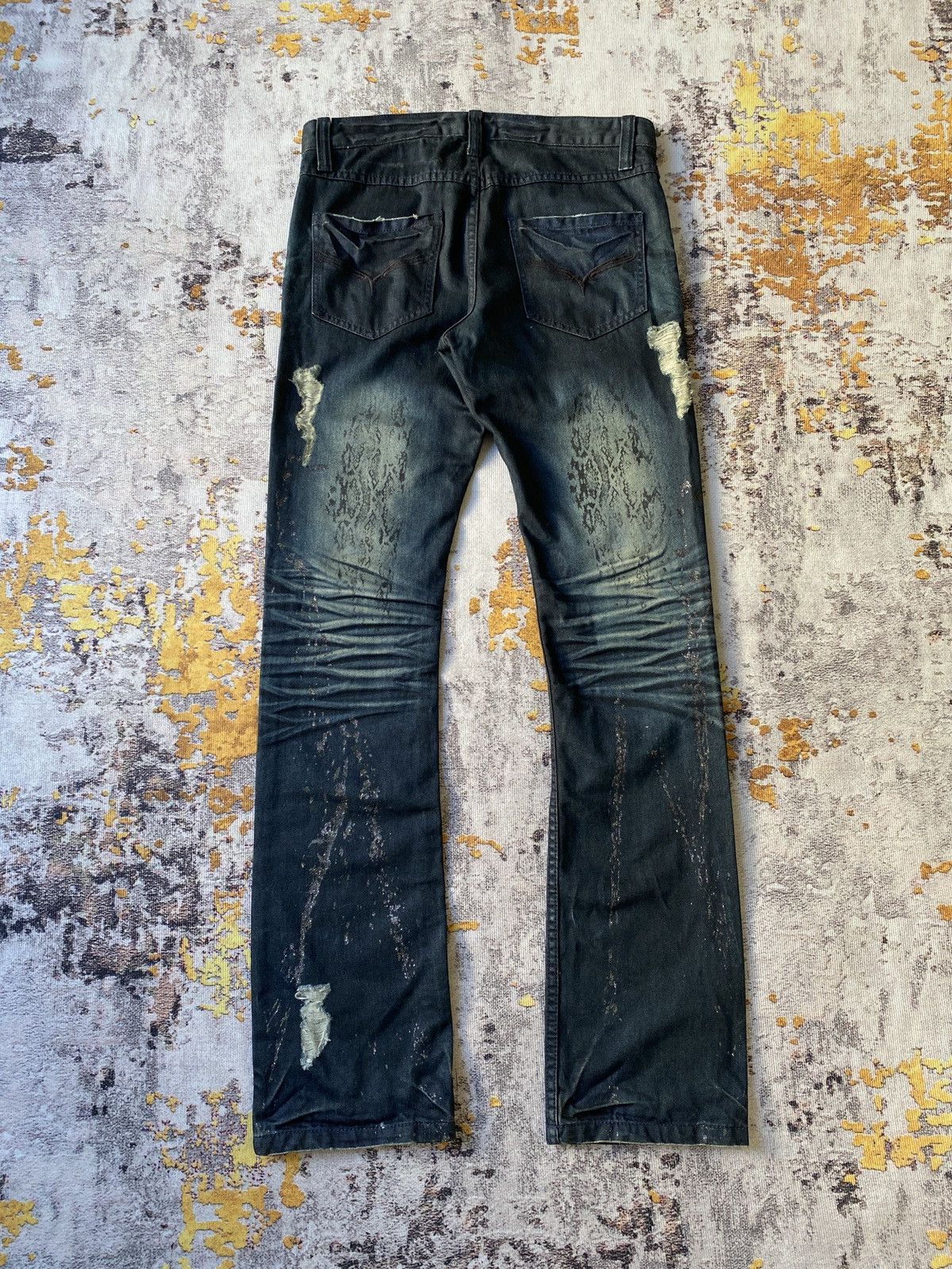 Japanese Brand Vice Fairy Claws Marks Design Gothic Punk Distressed Denim Size US 31 - 4 Thumbnail