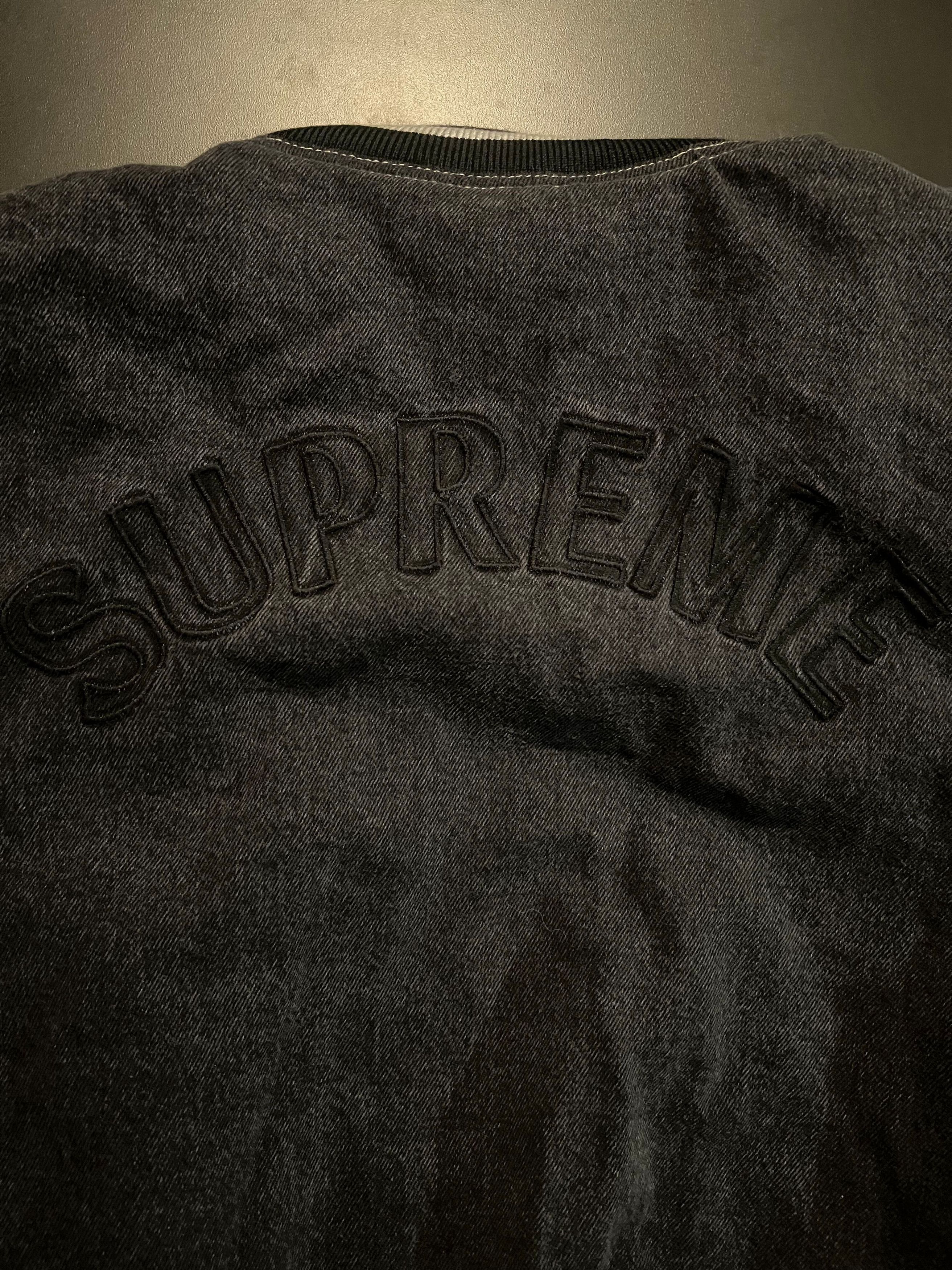 Supreme Supreme Denim Varsity Jacket Blue/Black Large Size US L / EU 52-54 / 3 - 8 Thumbnail