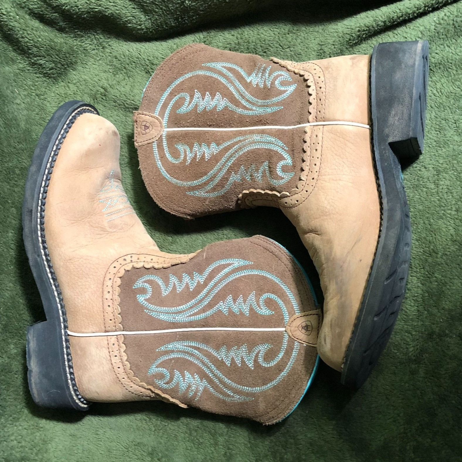 Ariat Ariat Womens Fatbaby Cowboy Boots 10B Suede Heritage Western Size US 10 / IT 40 - 10 Thumbnail