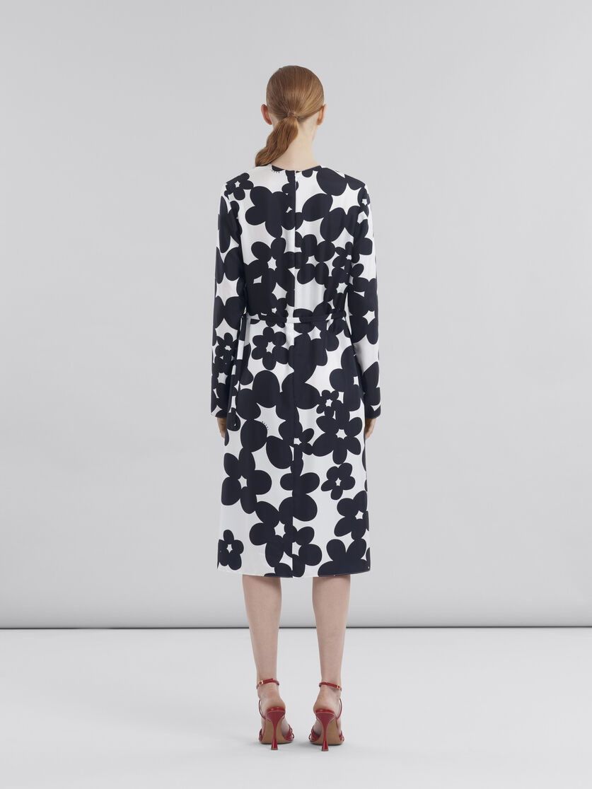 Marni o1f1d3z0326 Silk Twill Midi Dress in Black/White Size S / US 4 / IT 40 - 3 Thumbnail
