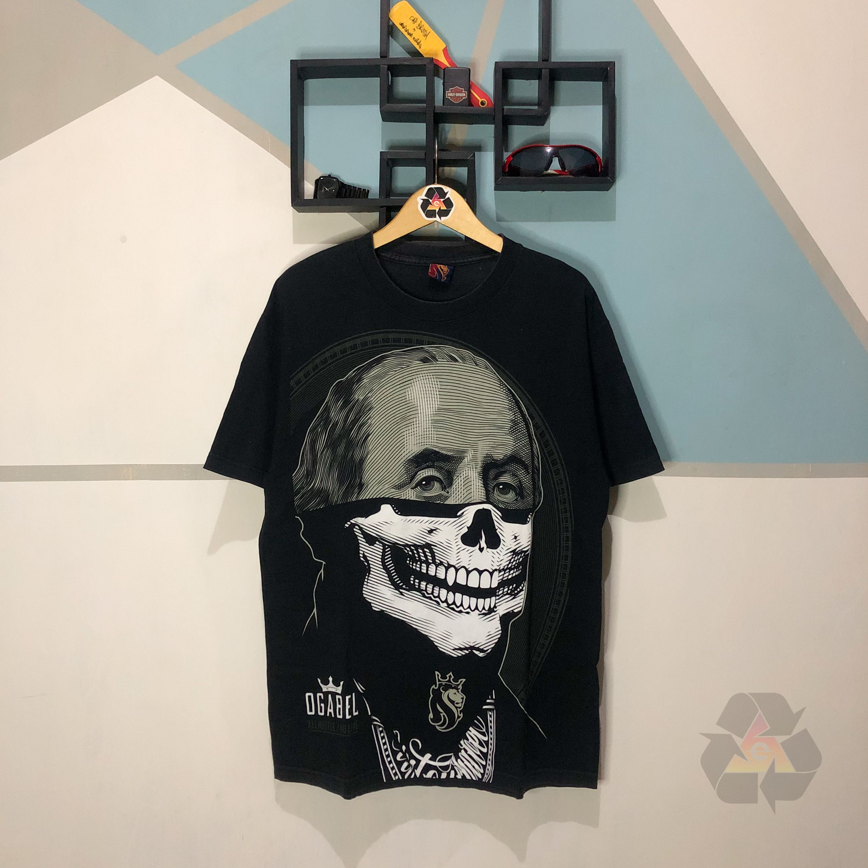 Japanese Brand Vintage Ogabel Double Printed All Hustle No Love T-Shirt Size US L / EU 52-54 / 3 - 2 Thumbnail