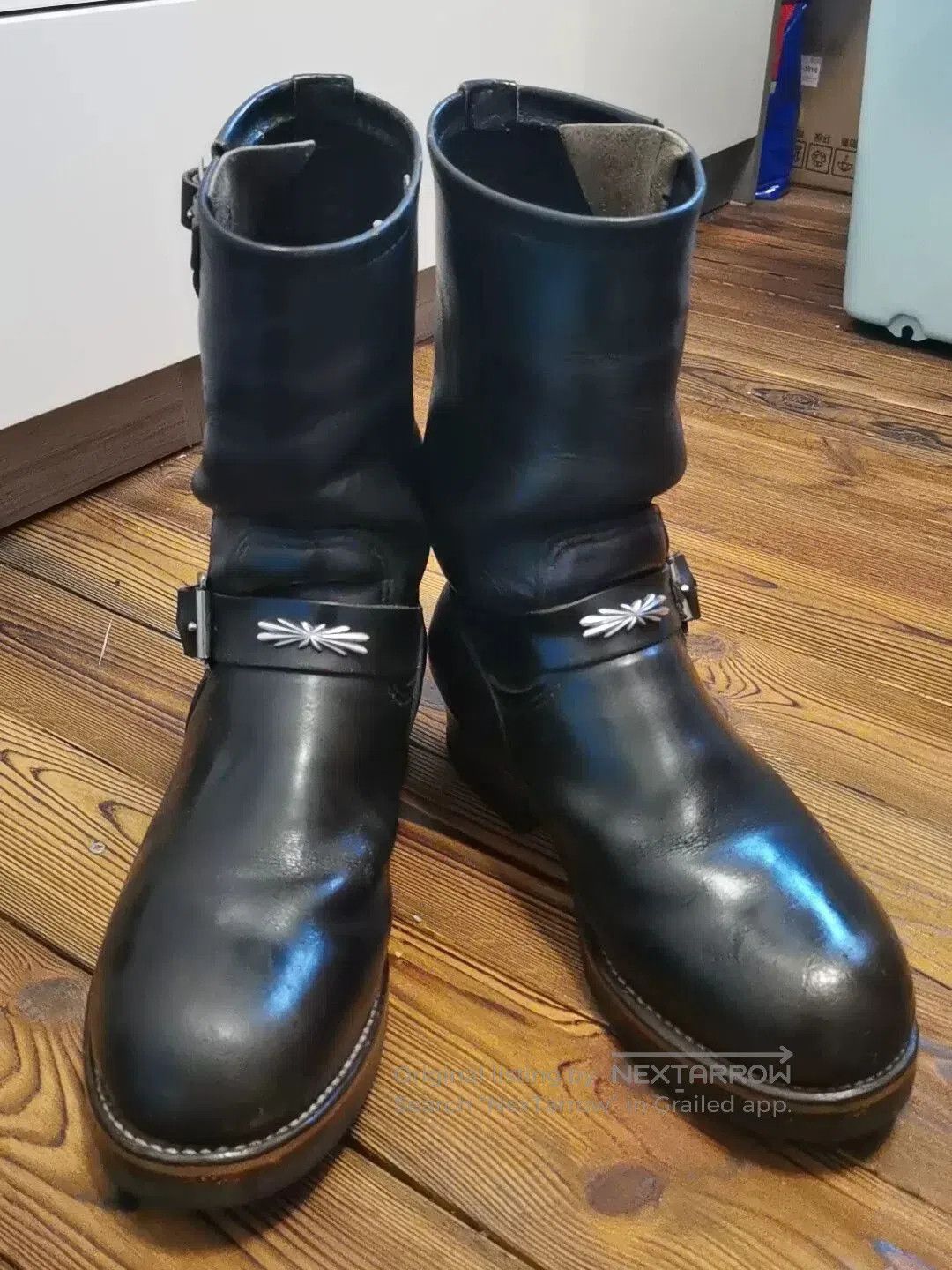 Japanese Brand Black Leather Boots with Silver Buckles. Size US 7 / EU 40 - 1 Thumbnail