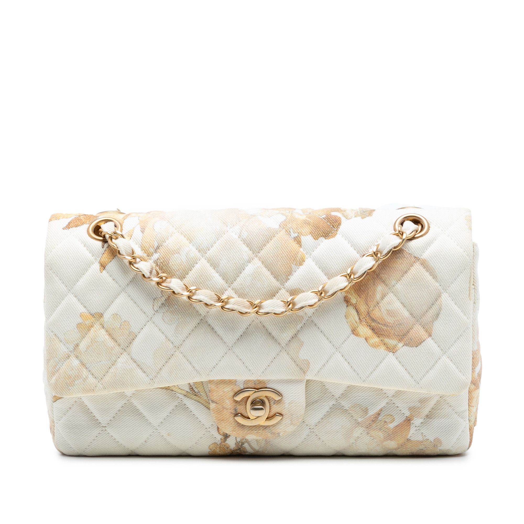 Chanel Chanel Medium Classic Printed Denim Floral Double Flap Size ONE SIZE - 1 Thumbnail