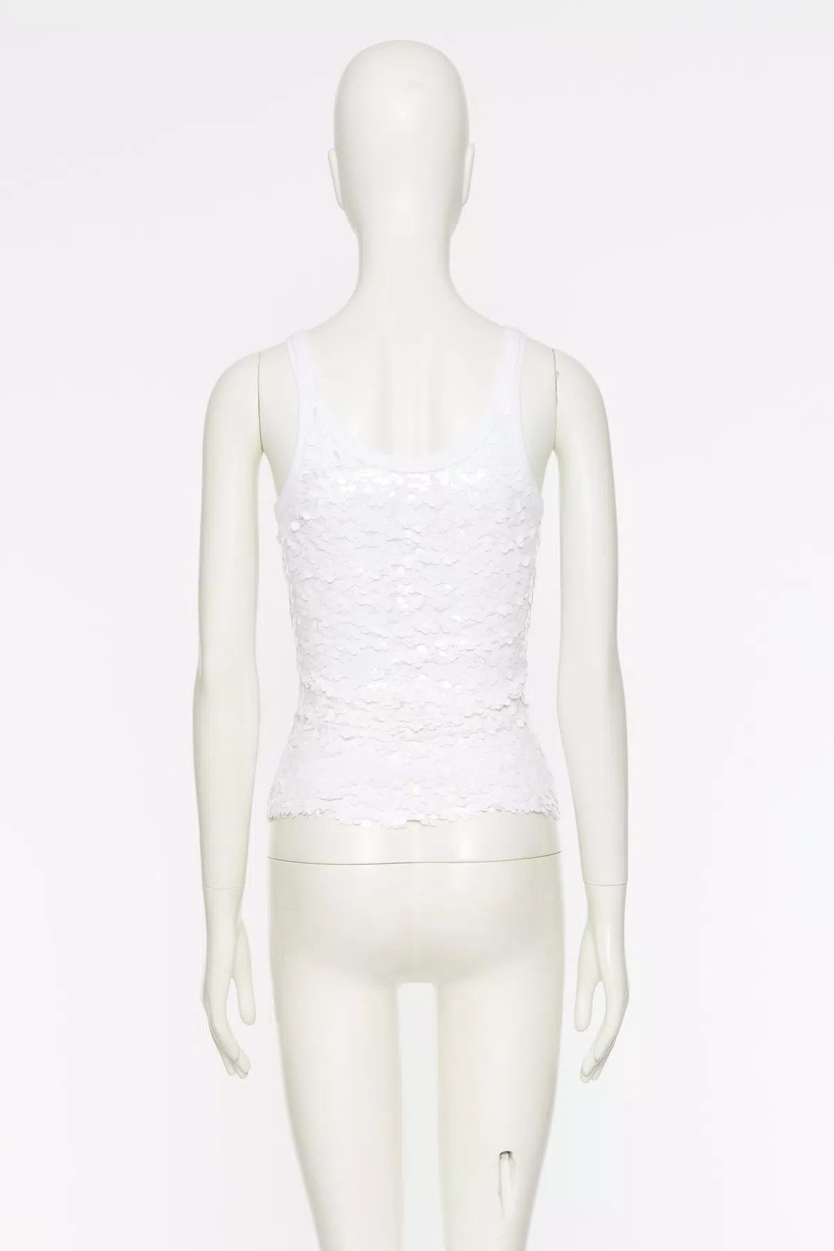 Valentino o1s1wg110625 Embroidered Stretch Cotton Tank Top in White Size L / US 10 / IT 46 - 3 Thumbnail