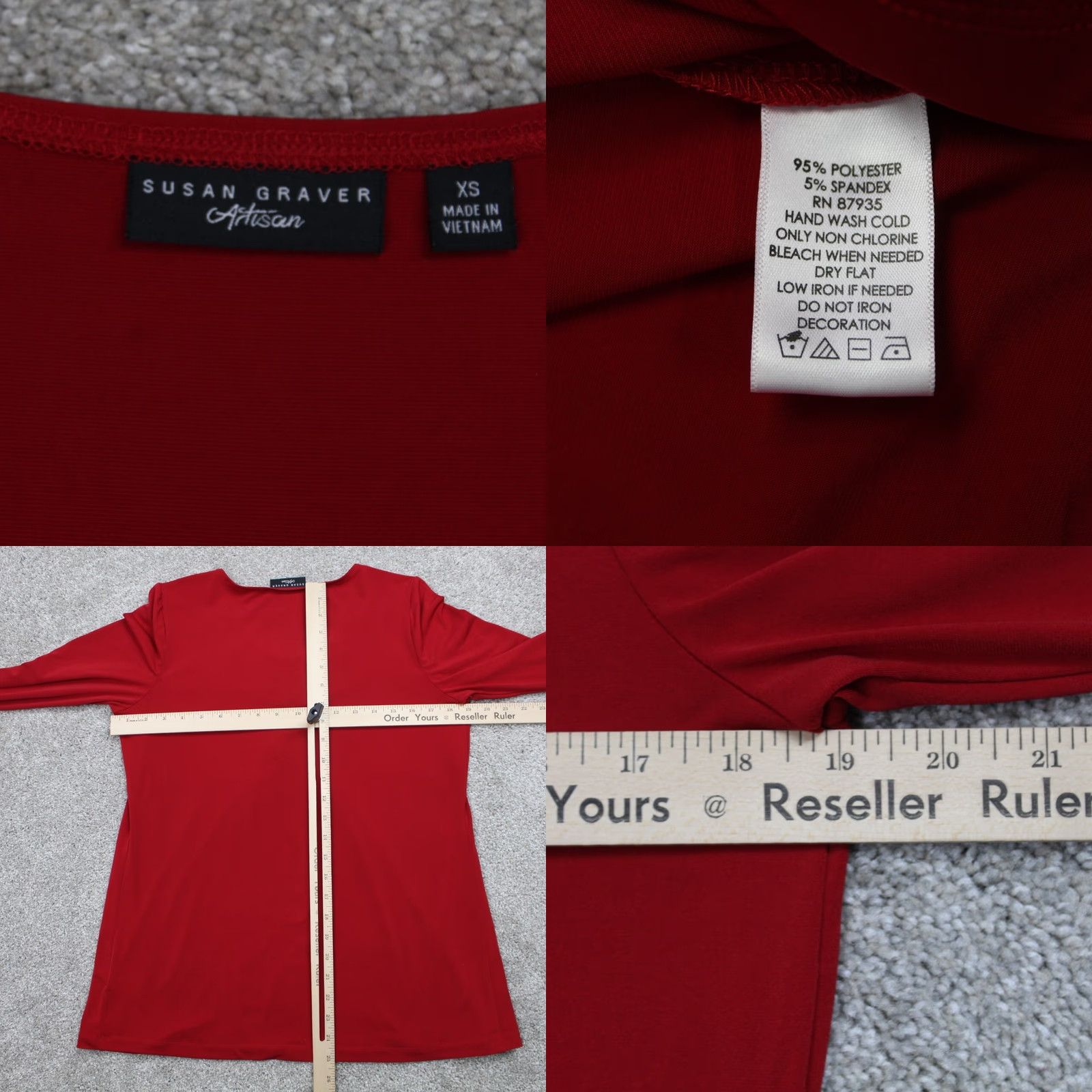 Vintage Susan Graver Artisan Shirt Womens XS Red Embellished Polyester L/S Shirt Size XS / US 0-2 / IT 36-38 - 8 Thumbnail