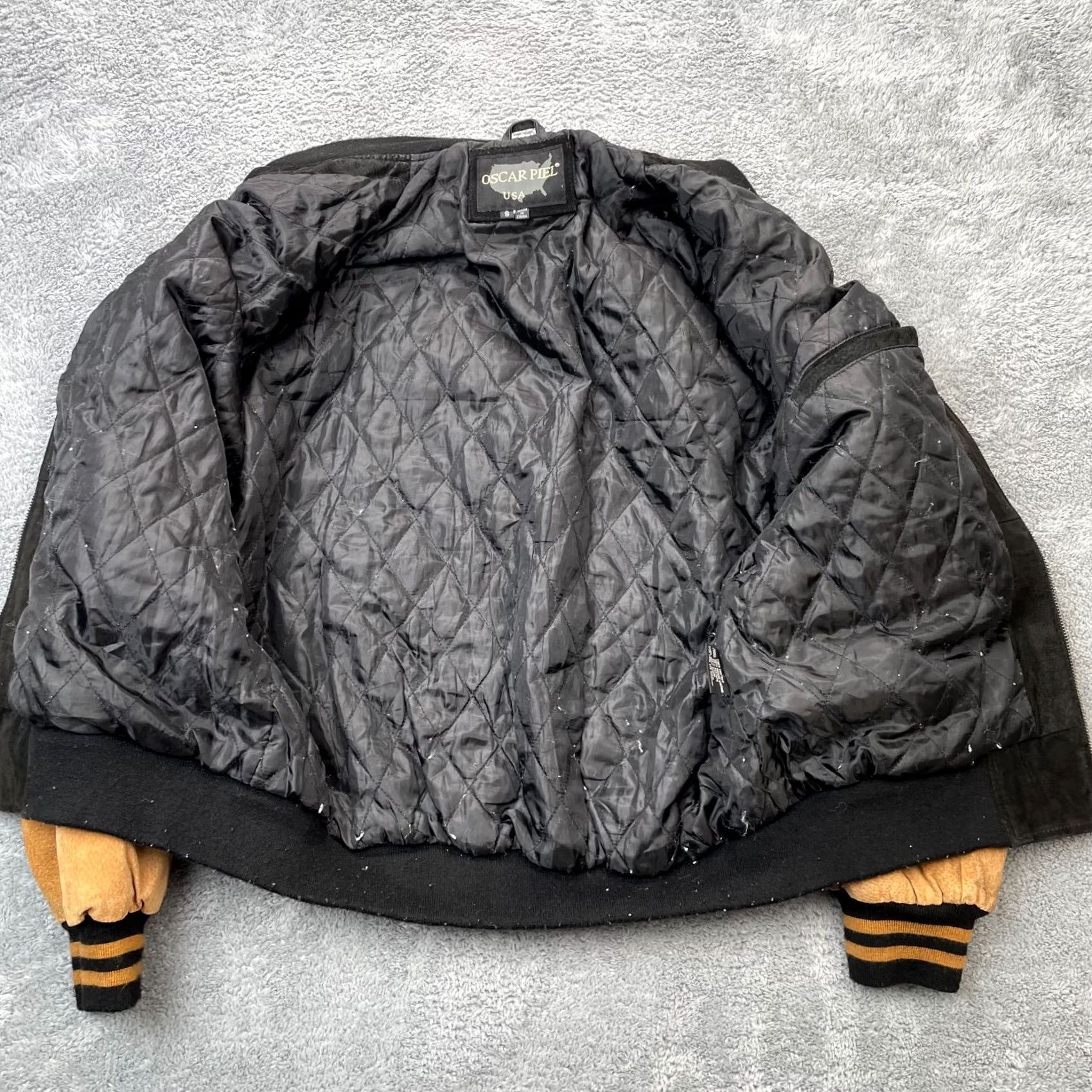 Vintage VINTAGE Oscar Piel Jacket Men S Leather Varsity Coat Bomber Full Zip Lined Black Size US S / EU 44-46 / 1 - 3 Thumbnail
