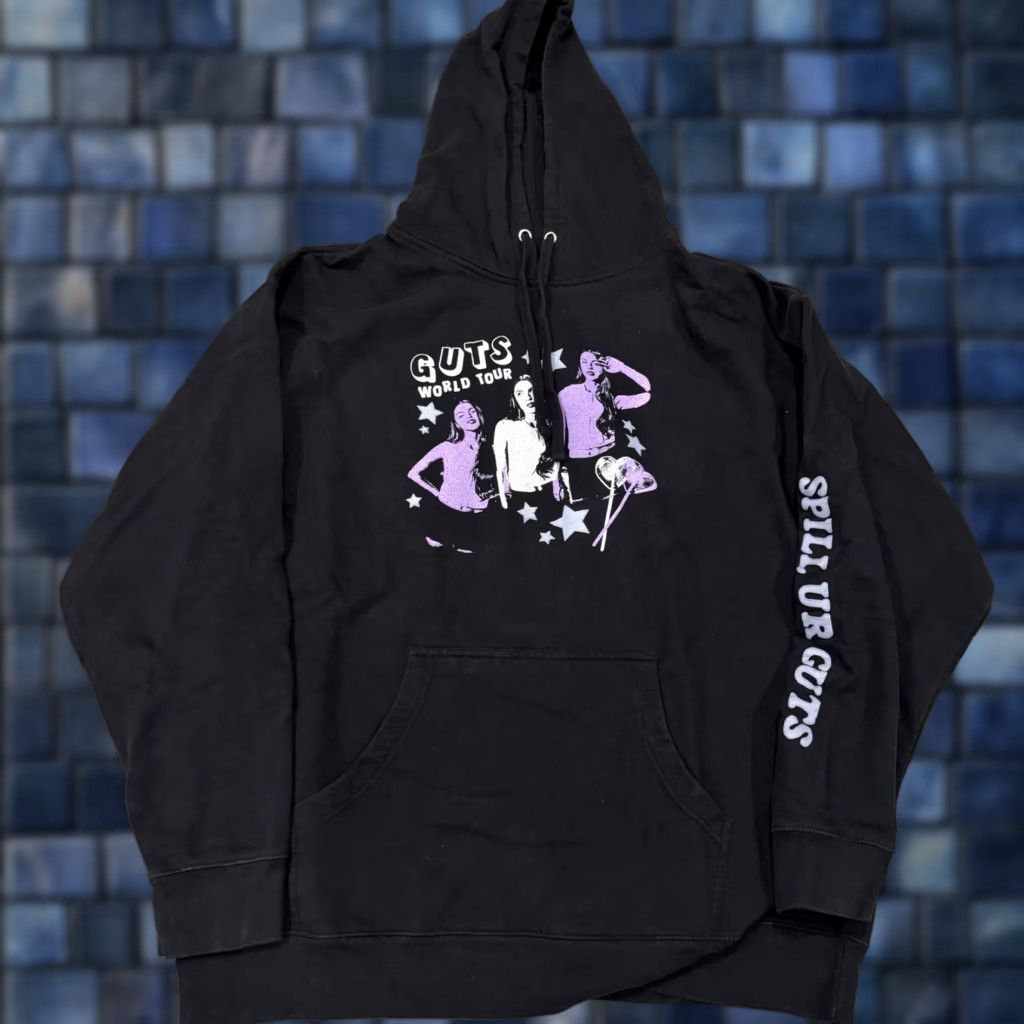 Bravado VINTAGE Olivia Rodrigo GUTS World Tour Hoodie 2XL Bravado Shirt Mens Black Cotton Crew Neck Short Sleeve Pullover Concert Music Spring Summer Size US XXL / EU 58 / 5 - 1 Thumbnail