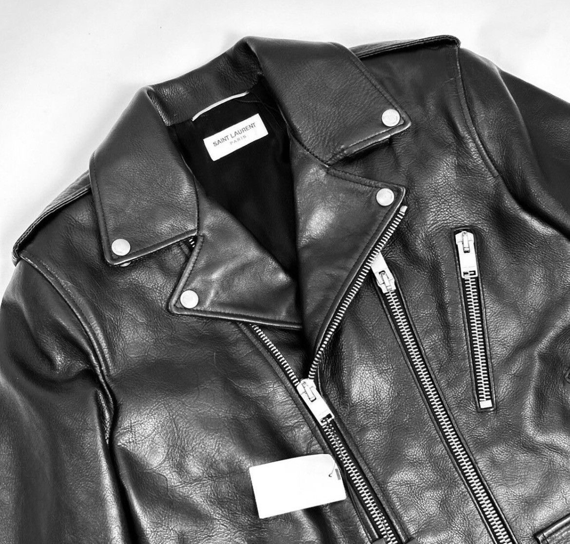 Hedi Slimane × Saint Laurent Paris 13FW Heritage Calf L17 Leather Biker Jacket sz46 Size US S / EU 44-46 / 1 - 2 Thumbnail