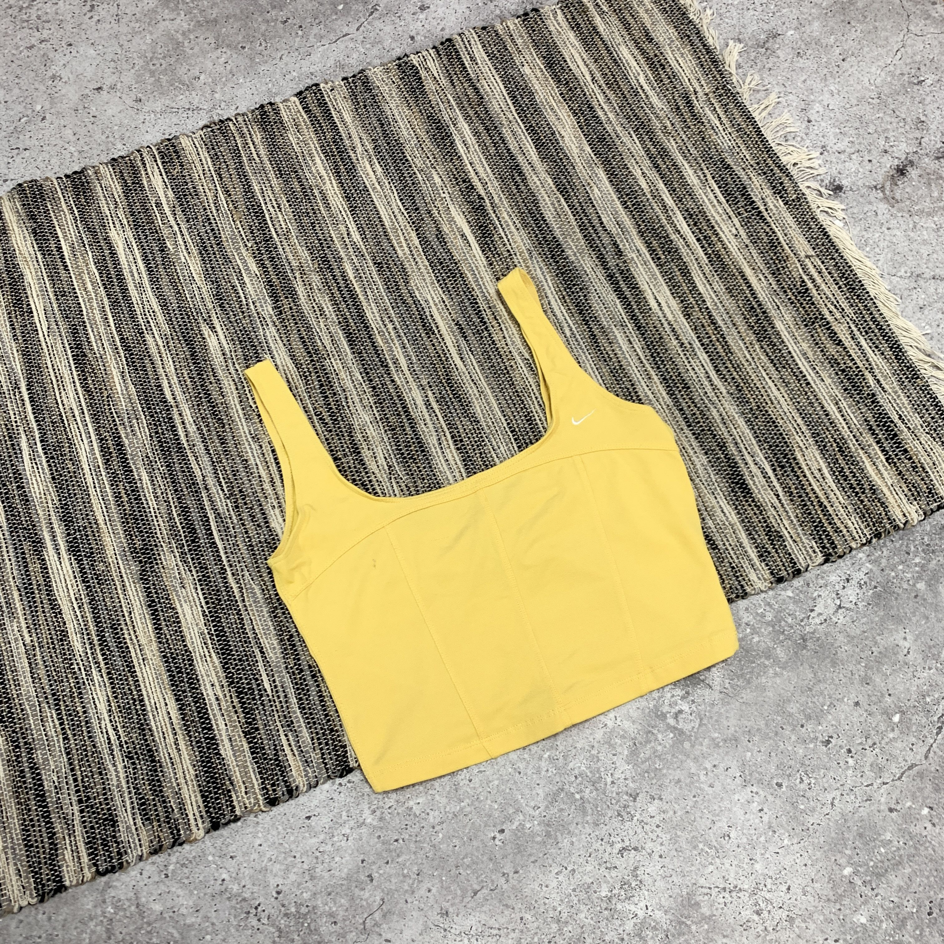 Nike Vintage Nike 90s Icon Swoosh Women's Yellow Crop Top Tank Size L / US 10 / IT 46 - 2 Thumbnail