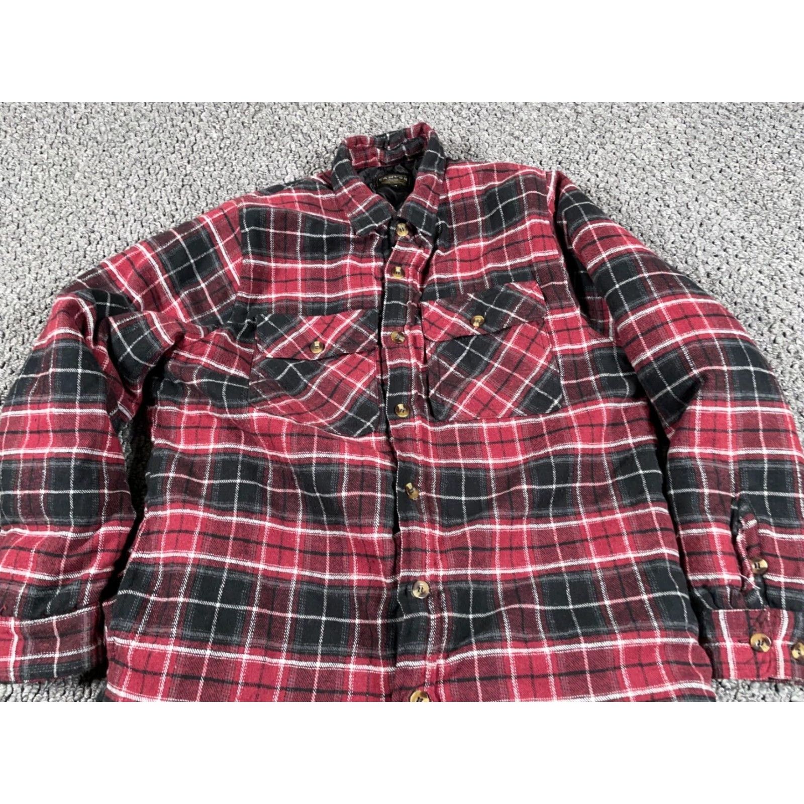 Vintage VINTAGE Workwear Quilted Flannel Shirt Jacket Adult Medium Red Black Plaid Grunge Mens Jacket Size US M / EU 48-50 / 2 - 6 Thumbnail