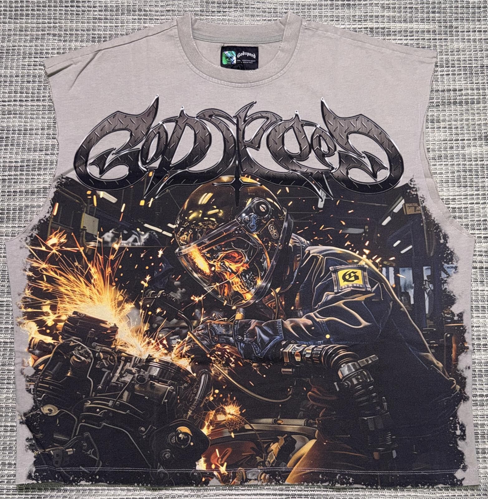 Godspeed Slate Grey Steel Sharpens Steel Sleeveless Tee