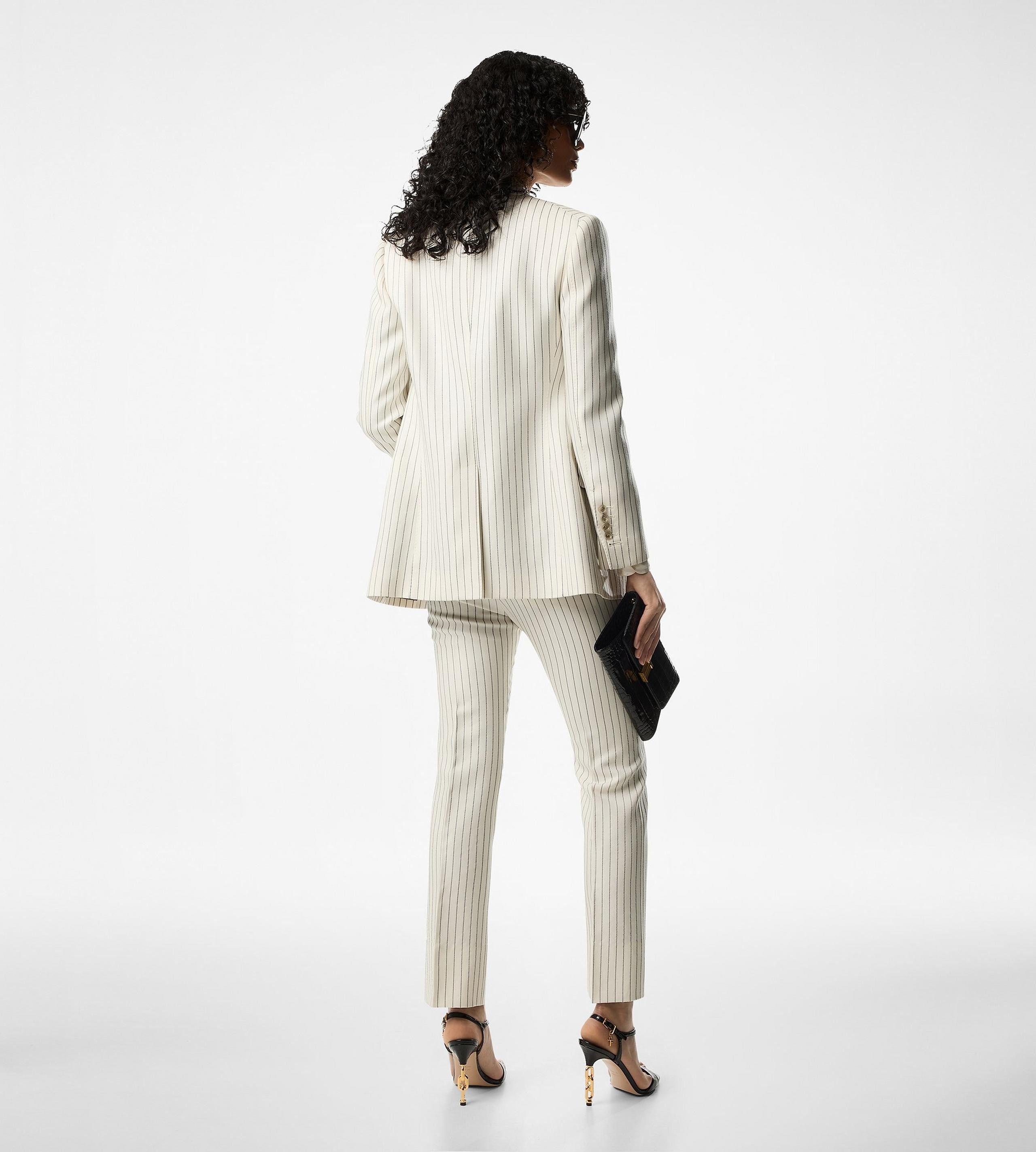 Tom Ford o1y0126 Pinstriped Blazer in Ivory/Black Size S / US 4 / IT 40 - 4 Thumbnail