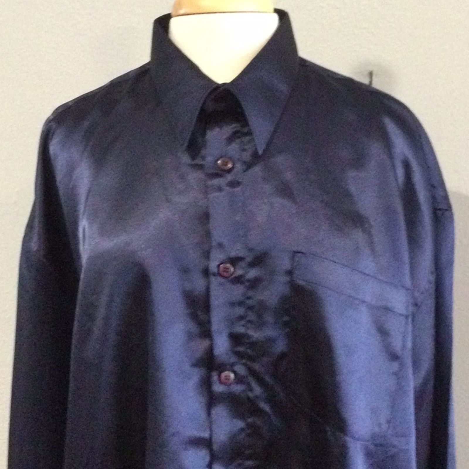 Jordan Craig Jordan Craig Men's Navy Long Sleeve Collared Shirt Size 2XL Size US XXL / EU 58 / 5 - 2 Thumbnail