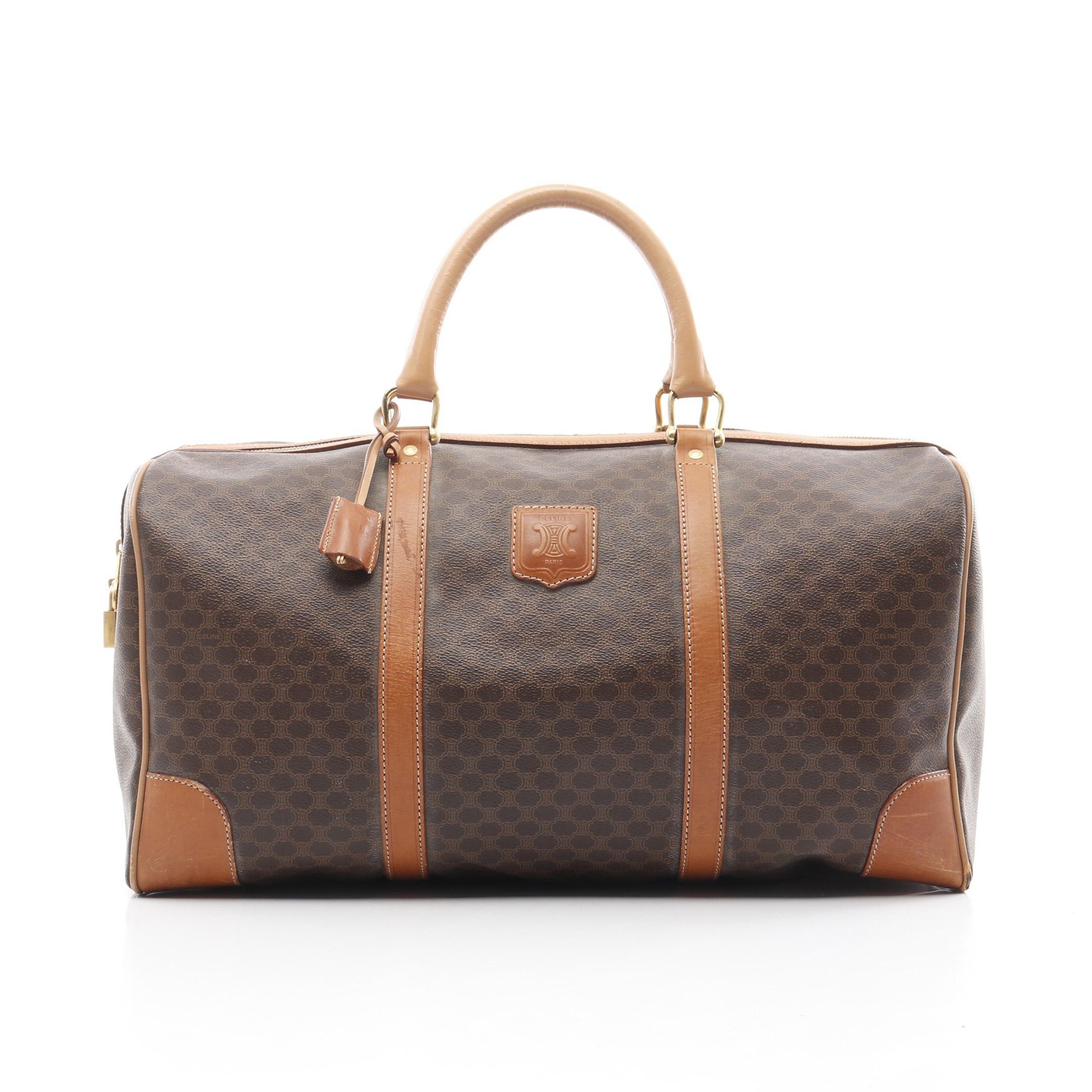 Celine Celine Macadam Boston Bag Leather Dark Brown Size ONE SIZE - 1 Thumbnail