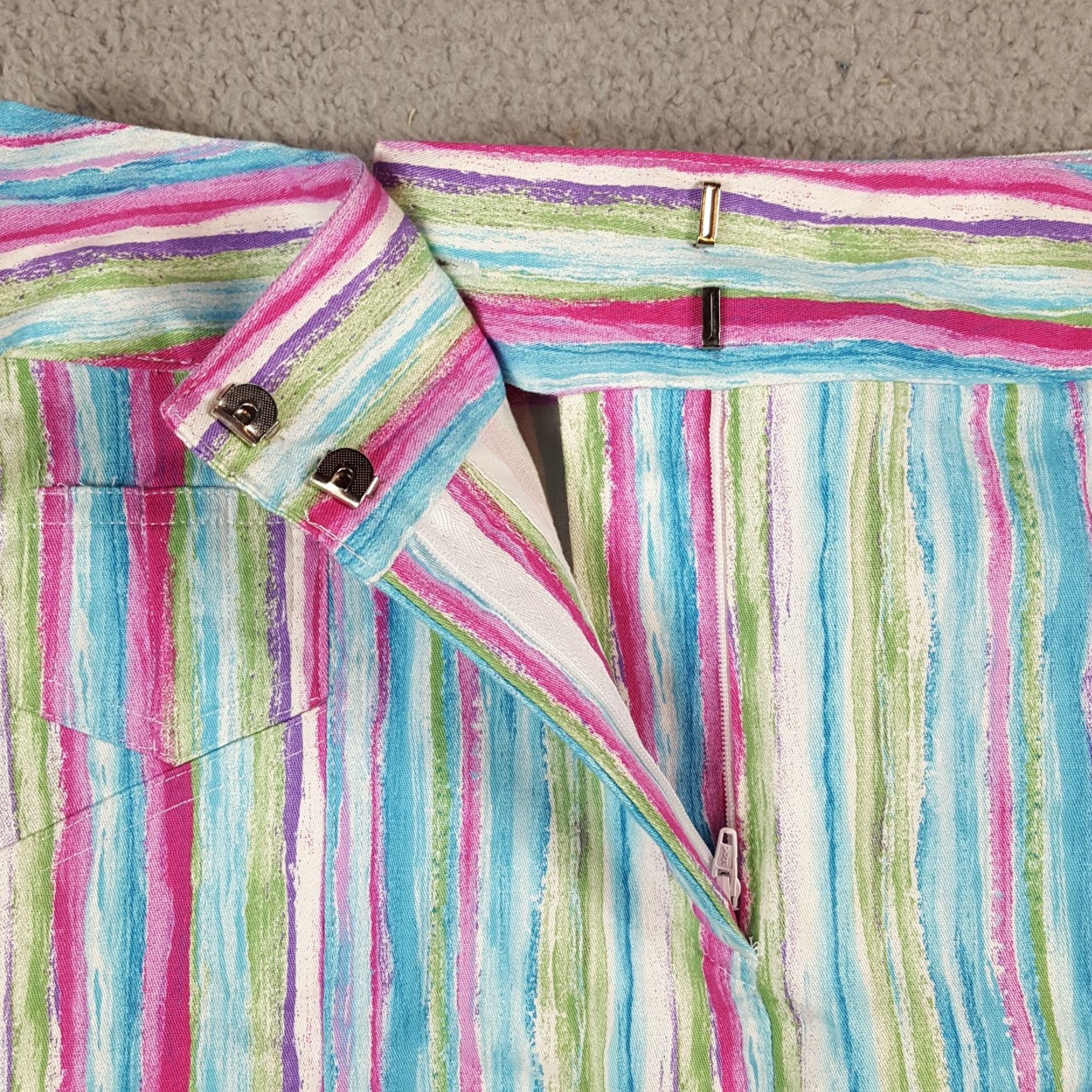 Vintage VINTAGE Women's Cotton Striped High Waist Skort Size 8 Athletic Tennis Golf Skirt 90s Y2K Size 30" / US 8 / IT 44 - 5 Thumbnail