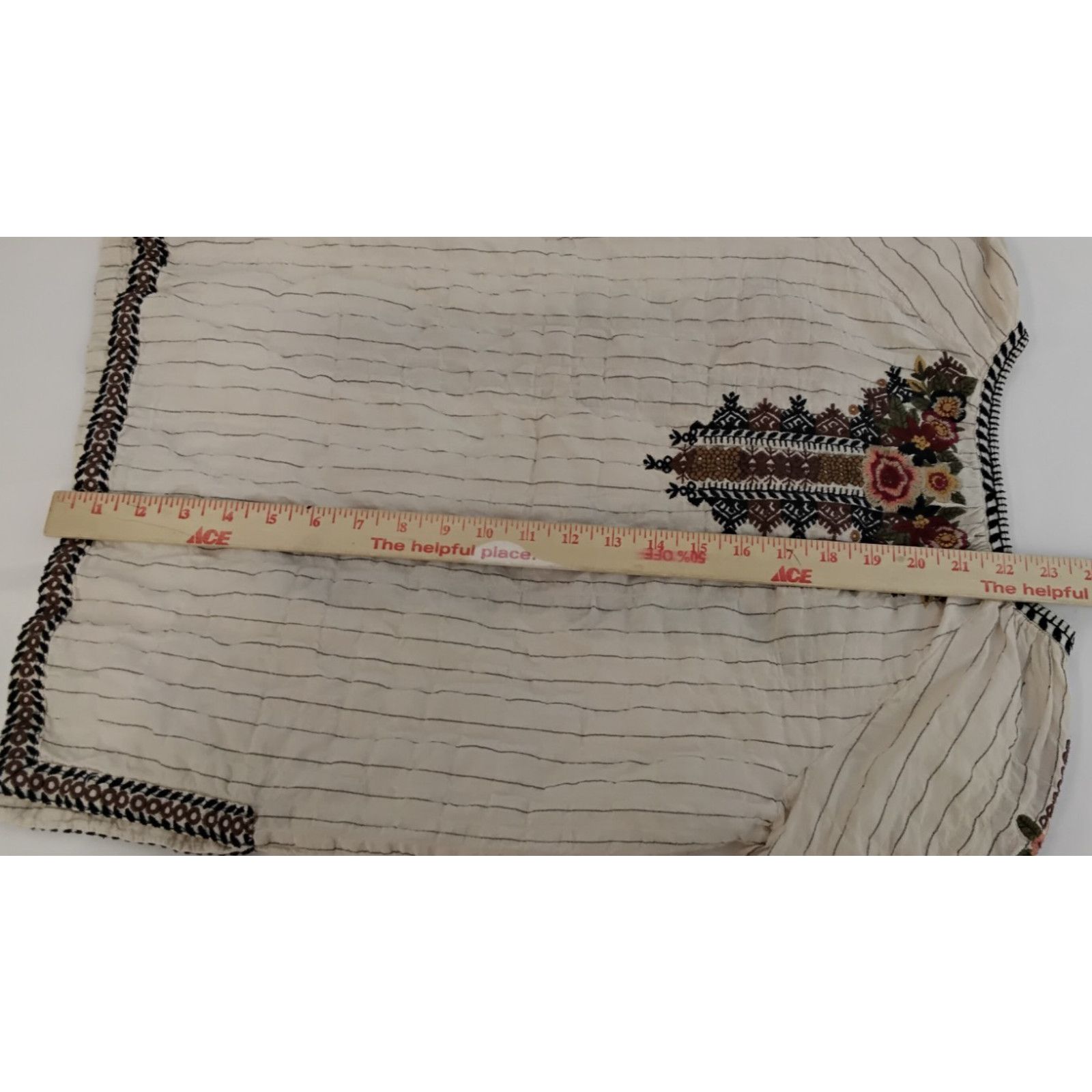 Johnny Was Johnny Was Blouse Women's S Cream Embroidered Floral Stripe Size S / US 4 / IT 40 - 10 Thumbnail