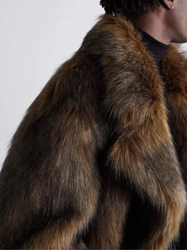 Amiri o1mle0325 Faux Fox Fur Peacoat in Brown Size US L / EU 52-54 / 3 - 5 Thumbnail