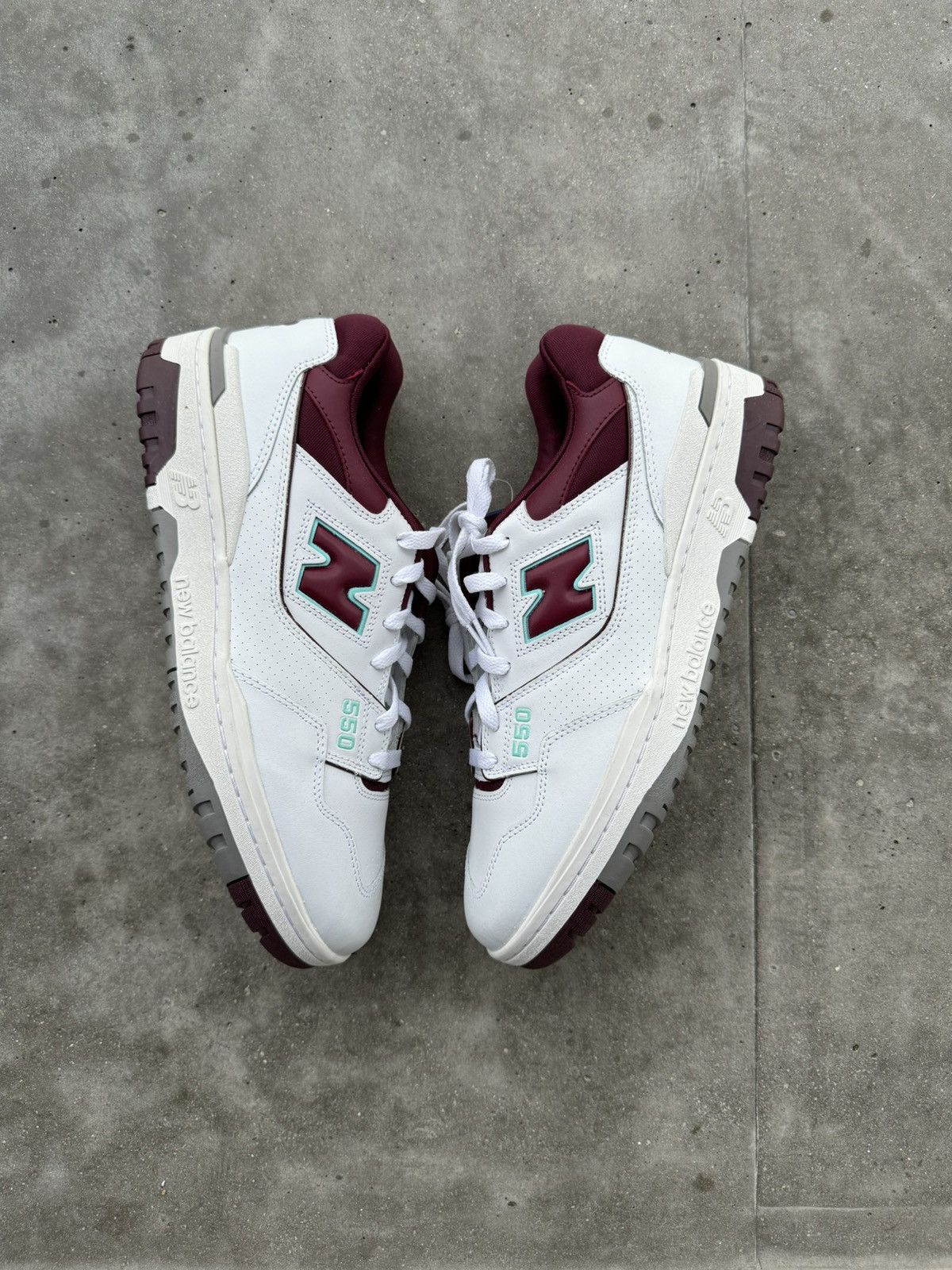 New Balance × Off-White New Balance 550 Burgundy Cyan Size US 12 / EU 45 - 3 Thumbnail