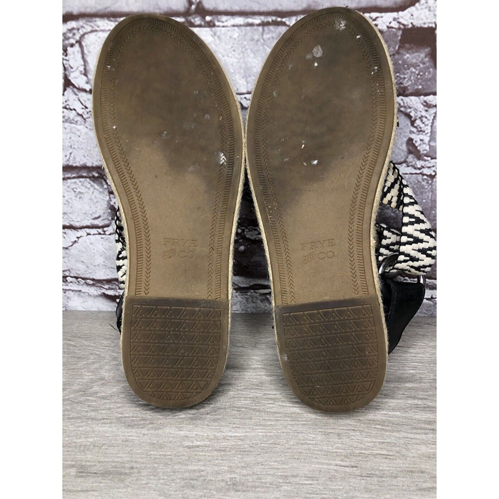 Frye Frye & Co Kole White Black Fabric Leather Espadrilles Sandal Size US 8.5 / IT 38.5 - 8 Thumbnail