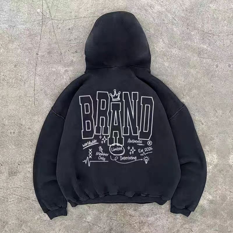 Designer × Japanese Brand Street fashion washed letter print hoodie Size US L / EU 52-54 / 3 - 1 Thumbnail