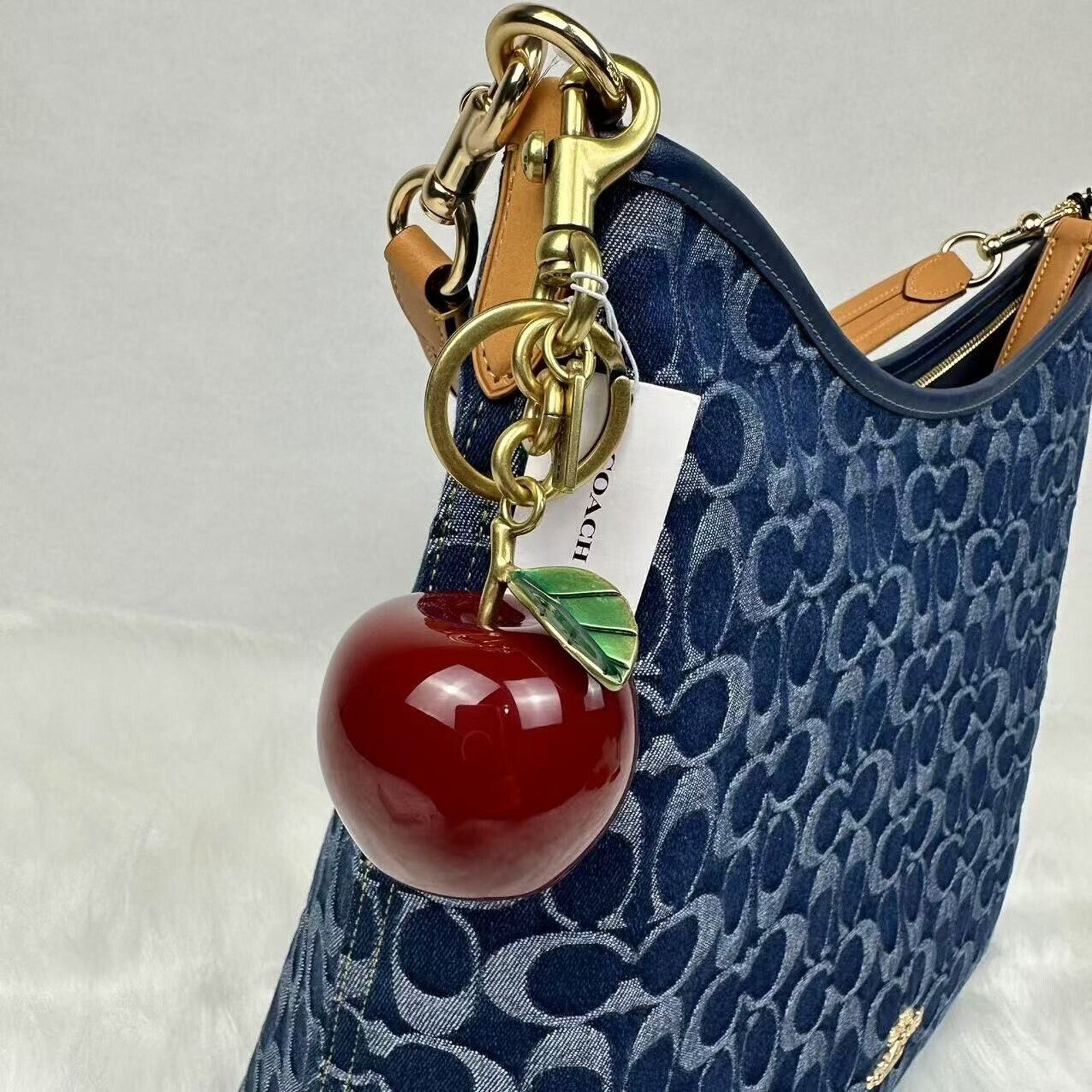 Coach Coach Small Resin Apple Bag Charm In Brass / Red Multi NWT Size ONE SIZE - 1 Thumbnail