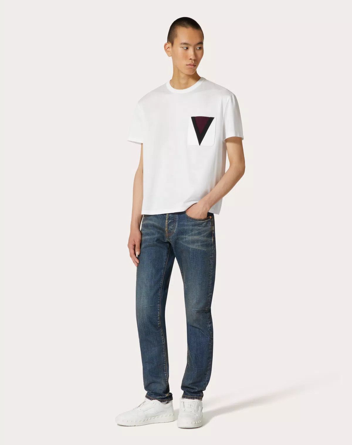 Valentino oc11z0625 Cotton T-Shirt With Inlaid Detail in White Size US S / EU 44-46 / 1 - 3 Thumbnail