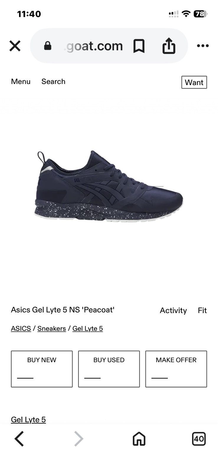 Asics Gel-Lyte V NS Peacoat nwb 109.99 Size US 8.5 / EU 41-42 - 11 Thumbnail