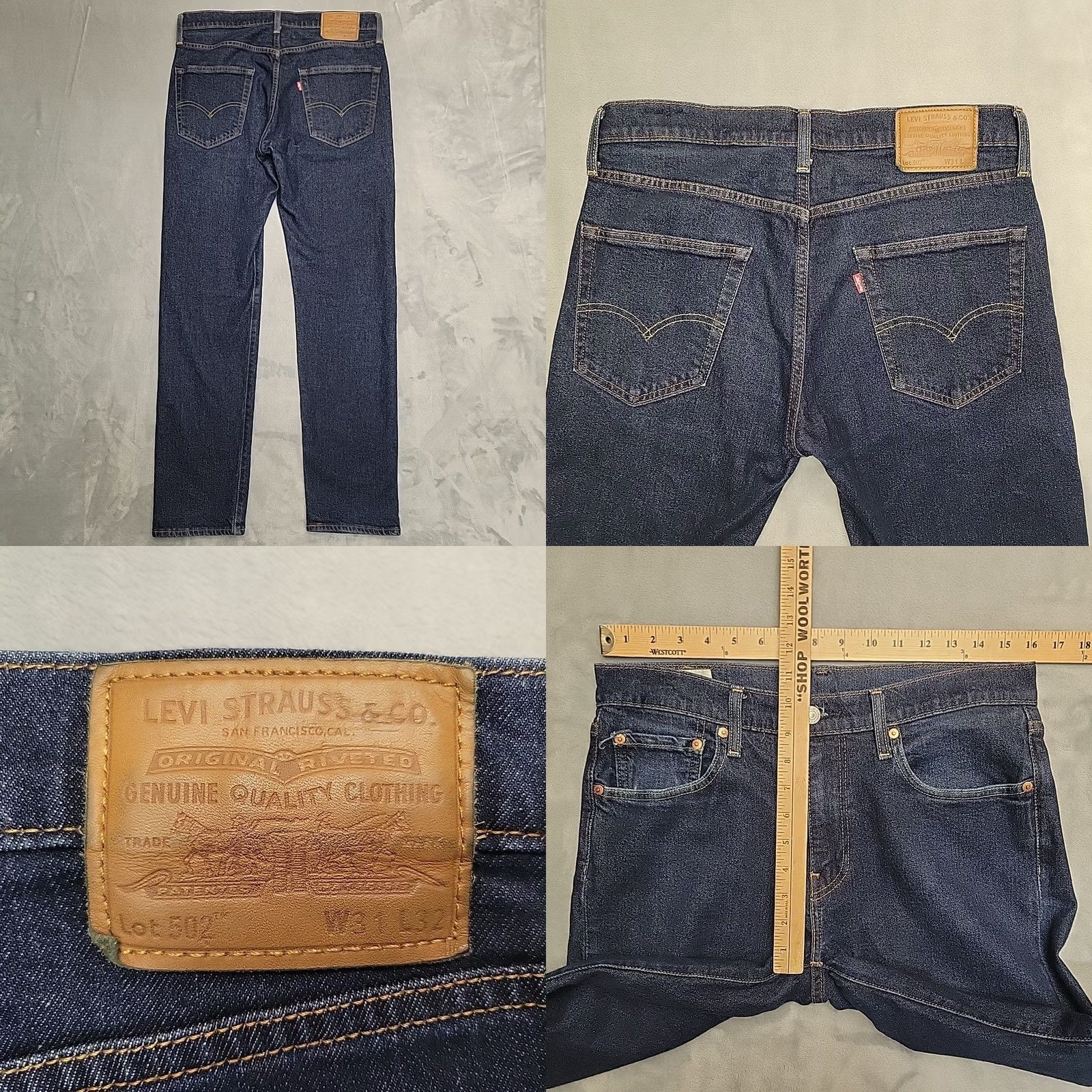Denime Levis 501 Jeans Mens 31x32 Denim Straight Leg Button Fly Pants Black 501 Levi's Regular Waist 32 Inseam USA Classic Slim Fit Mens Size US 31 - 8 Thumbnail