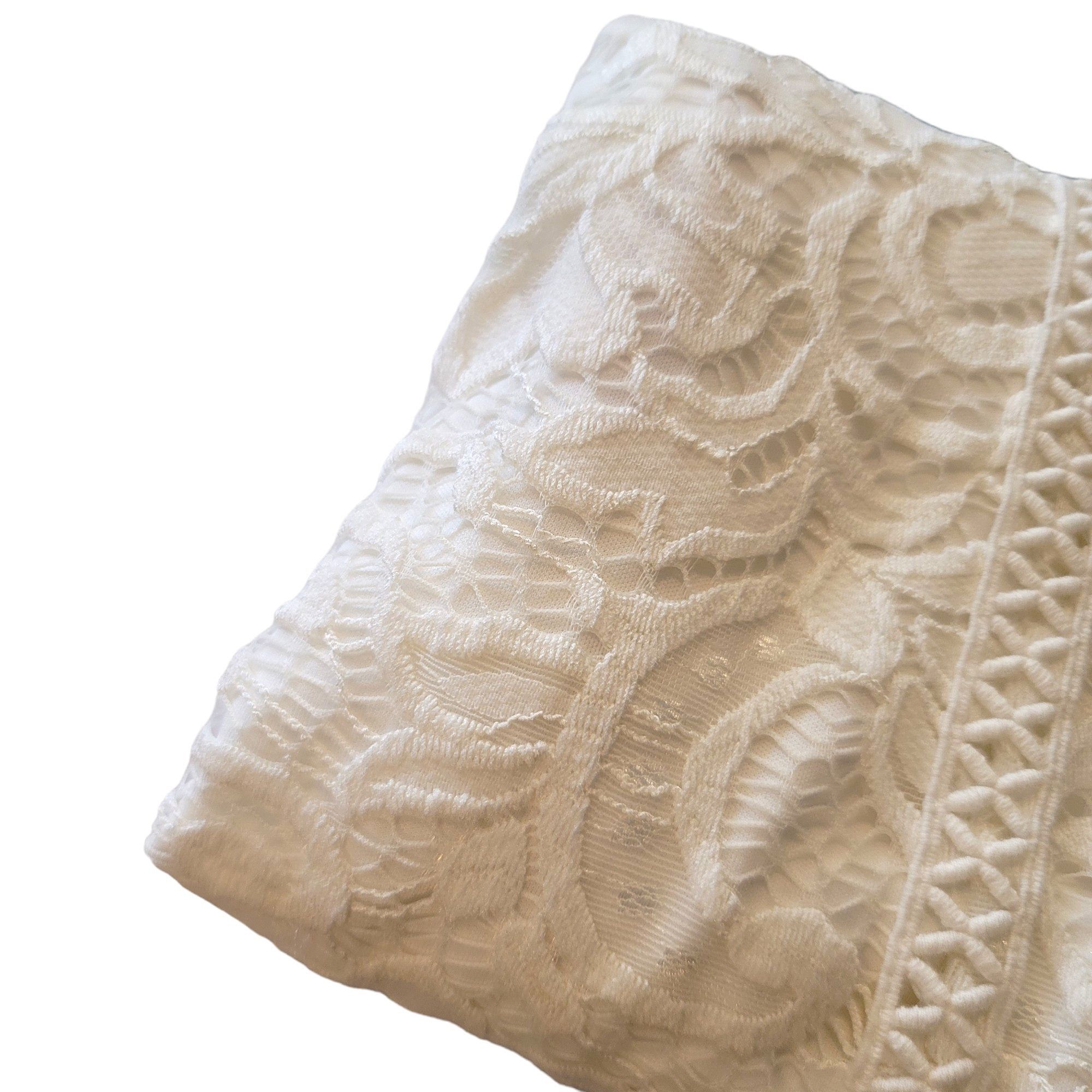 Vintage Top Shop Cream White Mini Dress Wedding Lace Style Square Ne Size S / US 4 / IT 40 - 5 Thumbnail