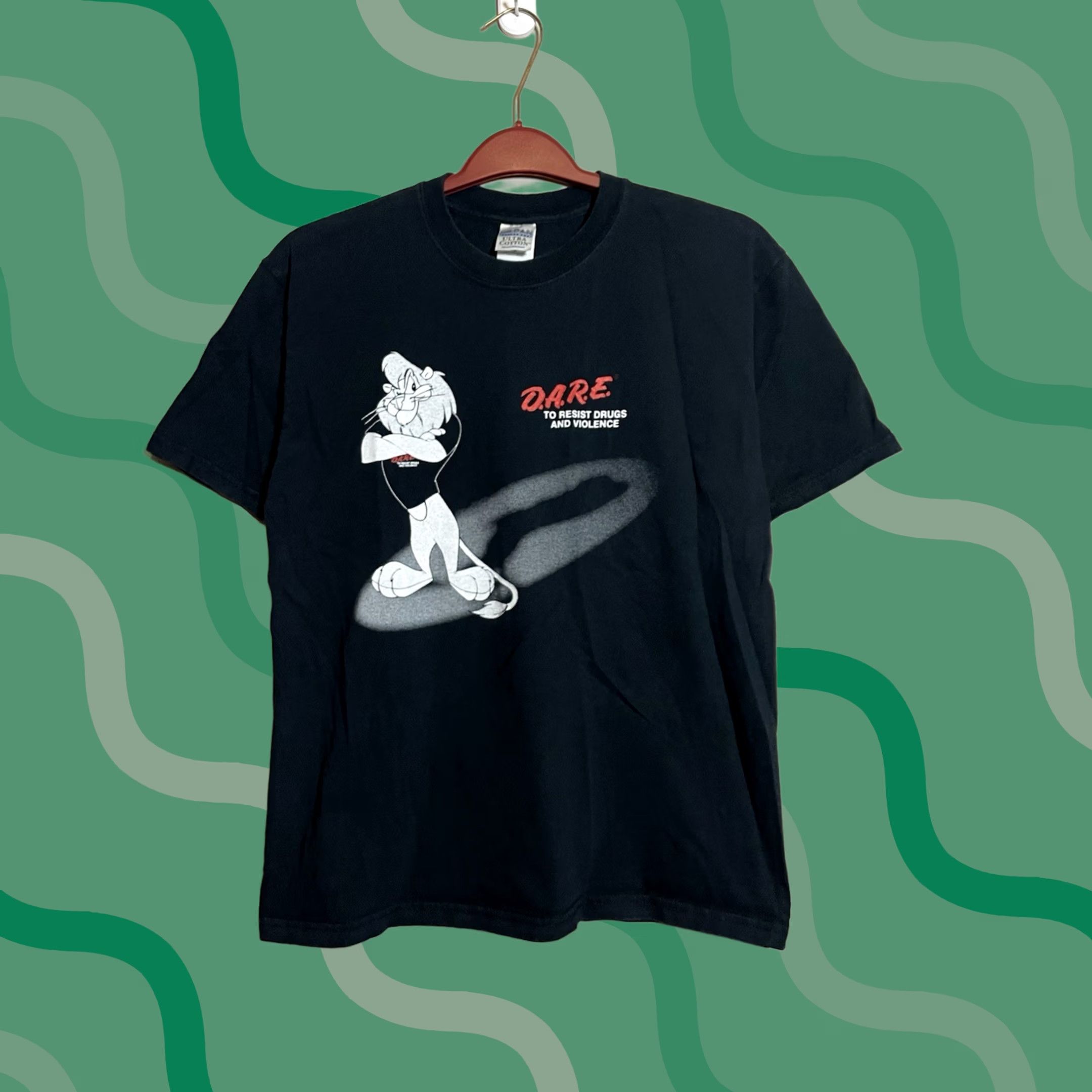 Vintage VINTAGE D.A.R.E 90s Lion Mascot T-Shirt Shirt Mens M Black Crew Neck Short Sleeve Size US M / EU 48-50 / 2 - 1 Thumbnail