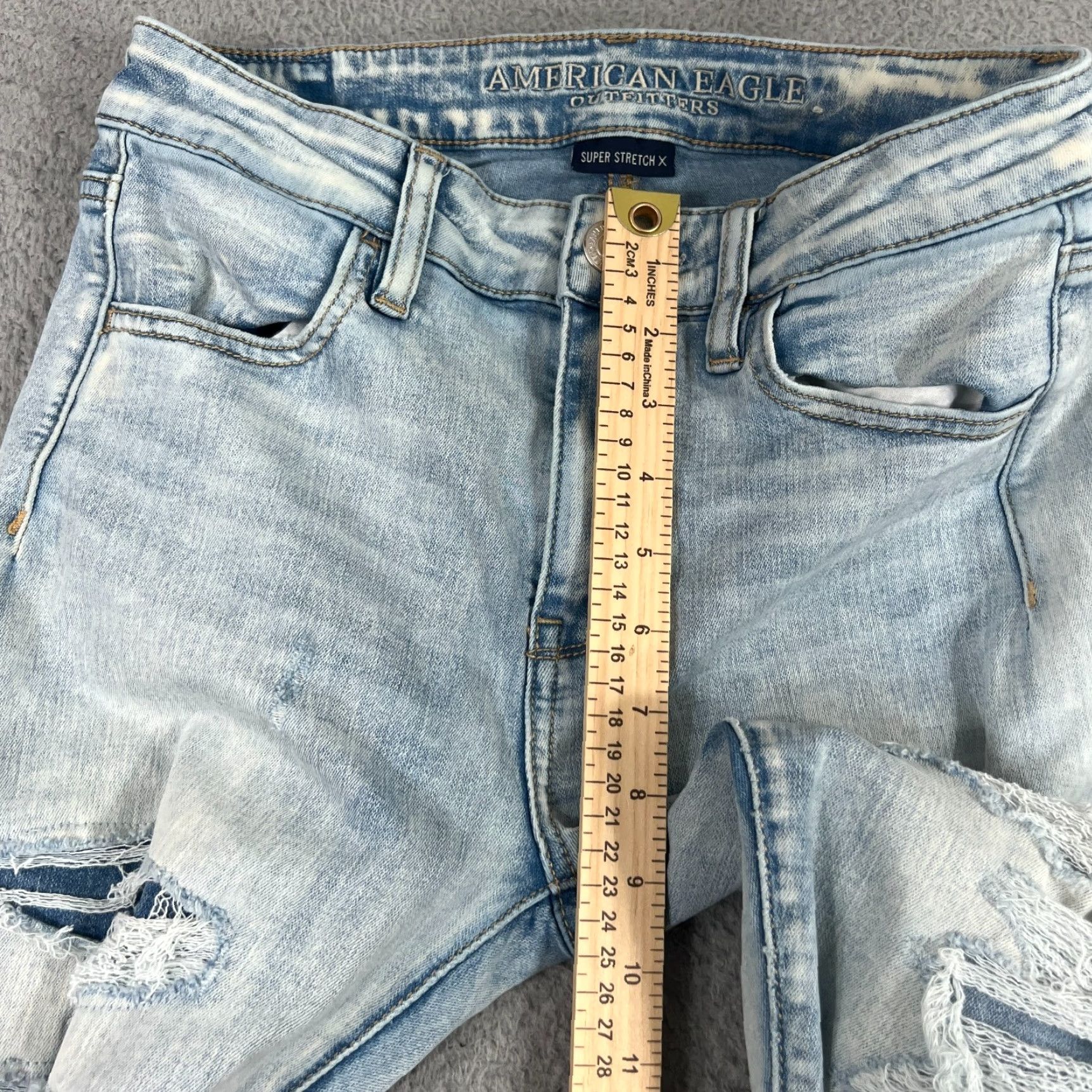 American Eagle Outfitters American Eagle Jeans Womens 4 Skinny High Rise Jegging Light Distressed Stretch Blue 4 Size 27" / US 4 / IT 40 - 6 Thumbnail