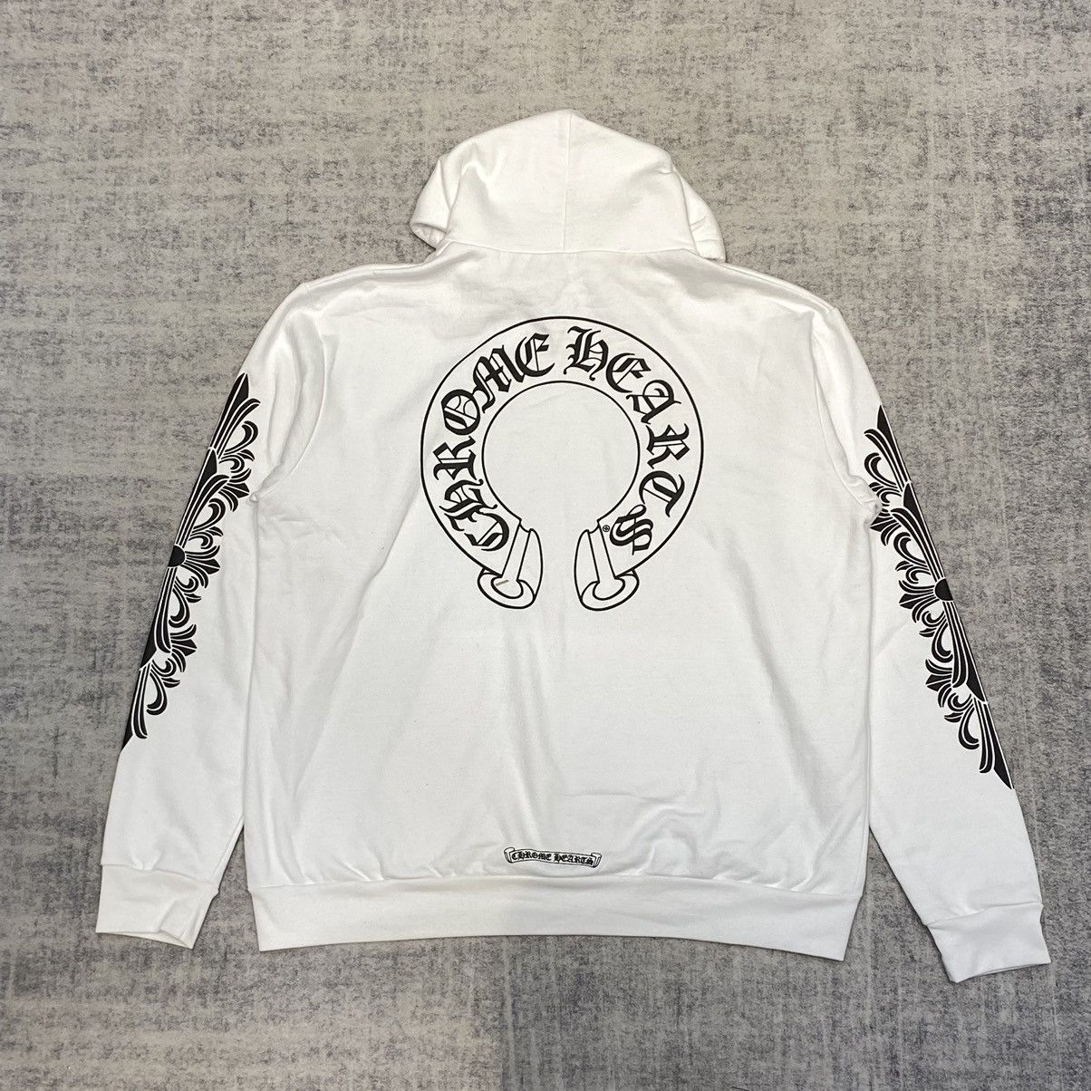 CHROME HEARTS HorseShoe Floral Hoodie WHITE
