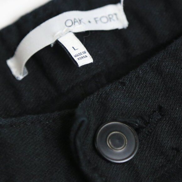 Oak + Fort Oak + Fort Black Fit & Flare Fringe Shark Raw Hem Jeans Size 28" / US 6 / IT 42 - 3 Thumbnail