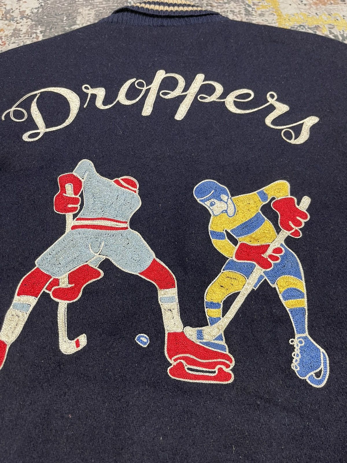 Vintage Vtg 70s Butwin “Droppers Hockey” Varsity Jacket Size US L / EU 52-54 / 3 - 15 Thumbnail