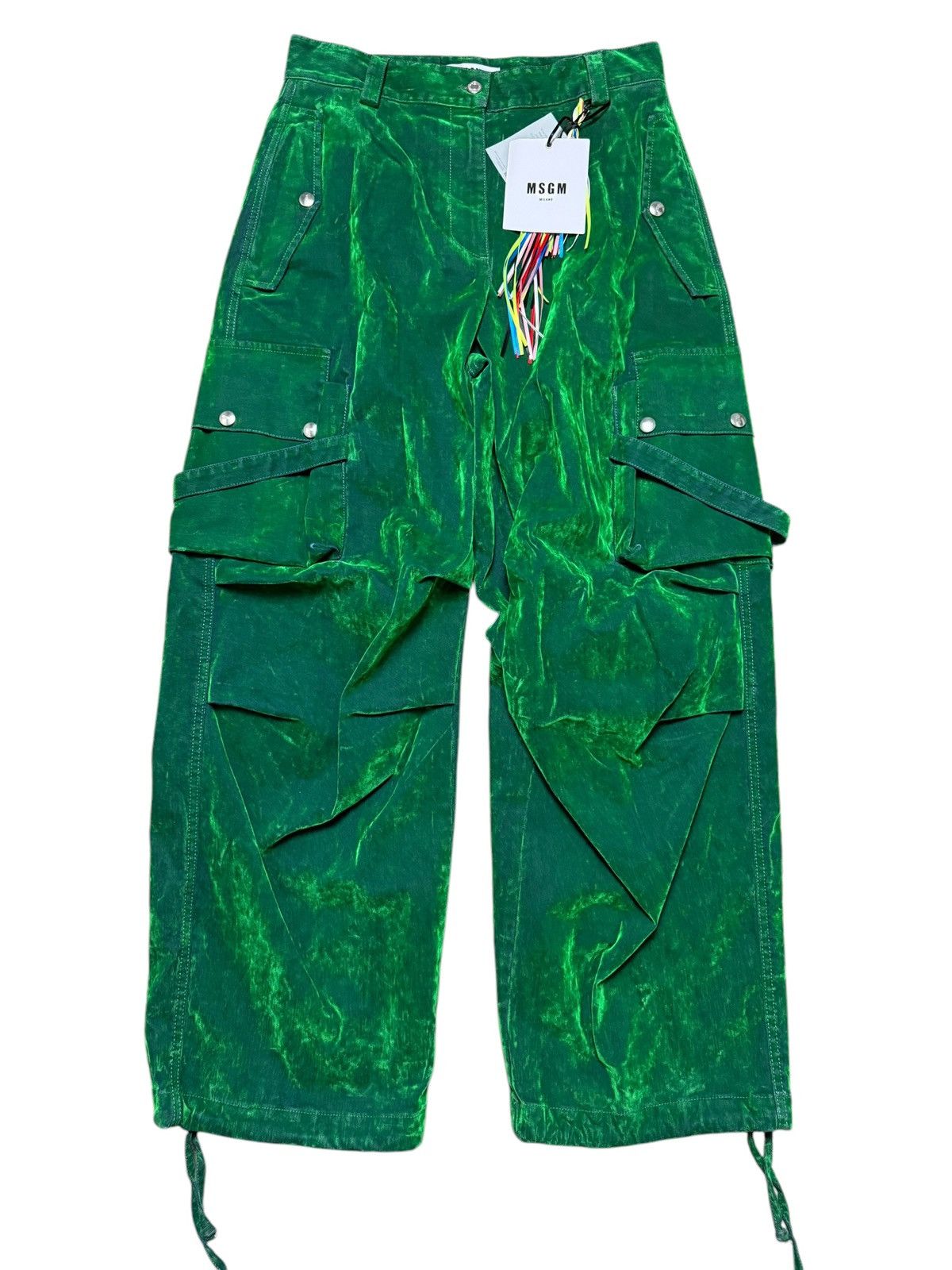 BNWT MSGM Cargo Utility Trousers 42 Green Velvet RRP £625