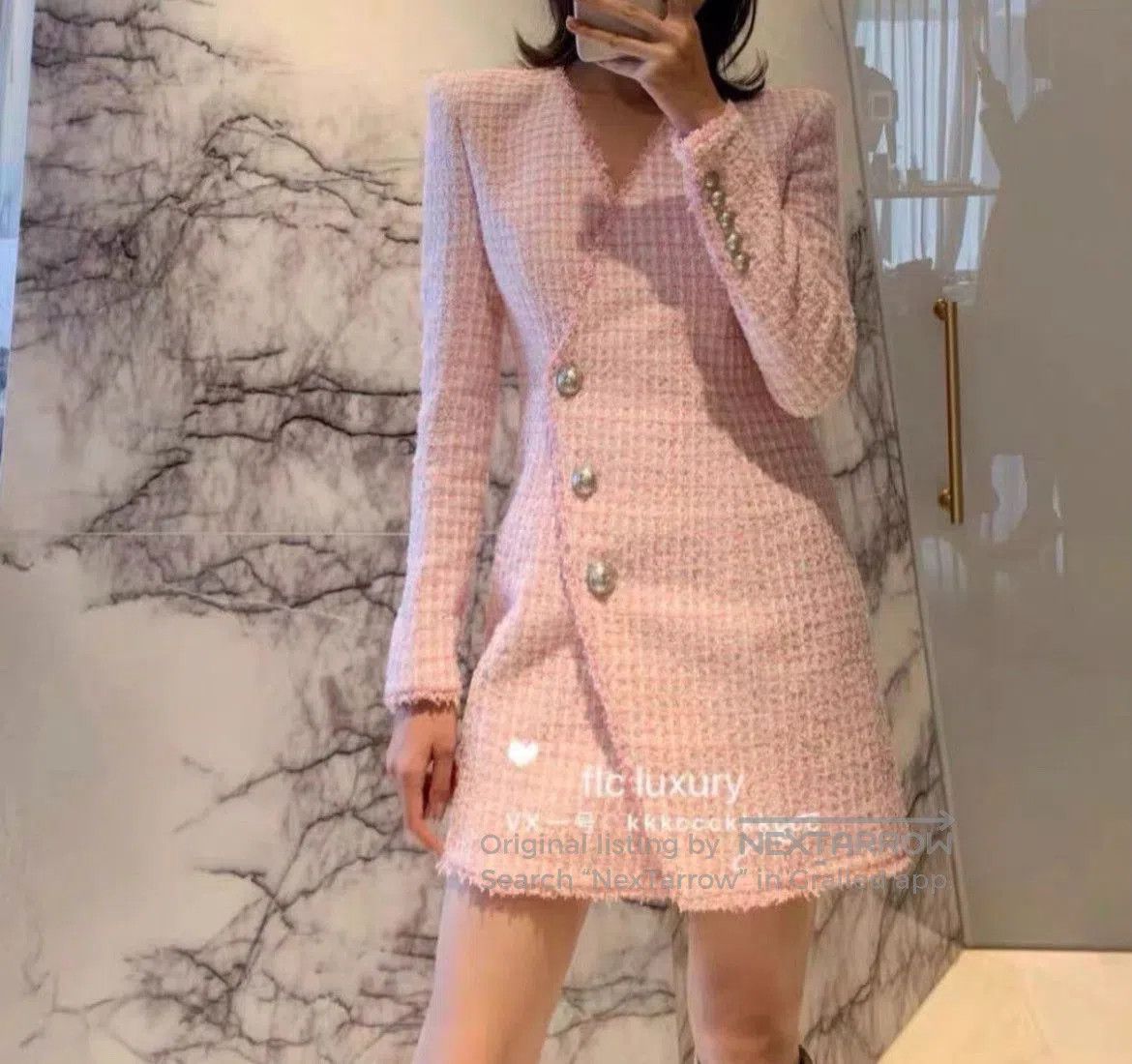 Balmain Balmain Pink Tweed Blazer Dress. Size S / US 4 / IT 40 - 1 Thumbnail