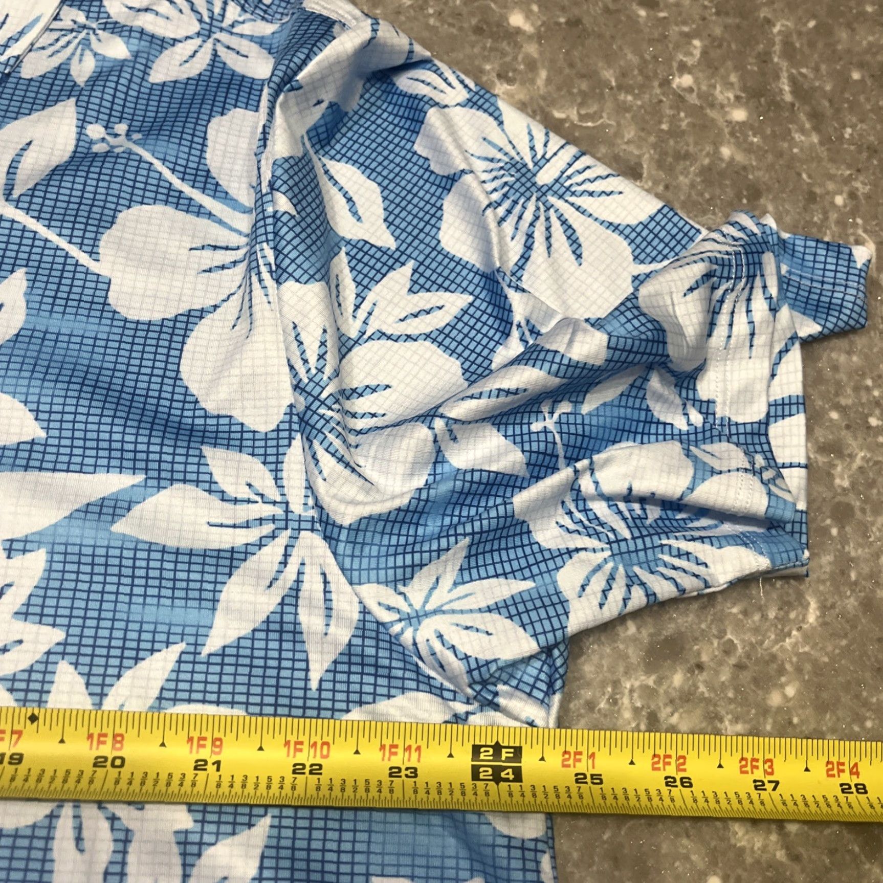 Vintage Yatta Golf Polo Shirt Mens L Blue Performance AOP Hawaiian Hibiscus Flower Shirt Polo Golf Size US L / EU 52-54 / 3 - 4 Thumbnail