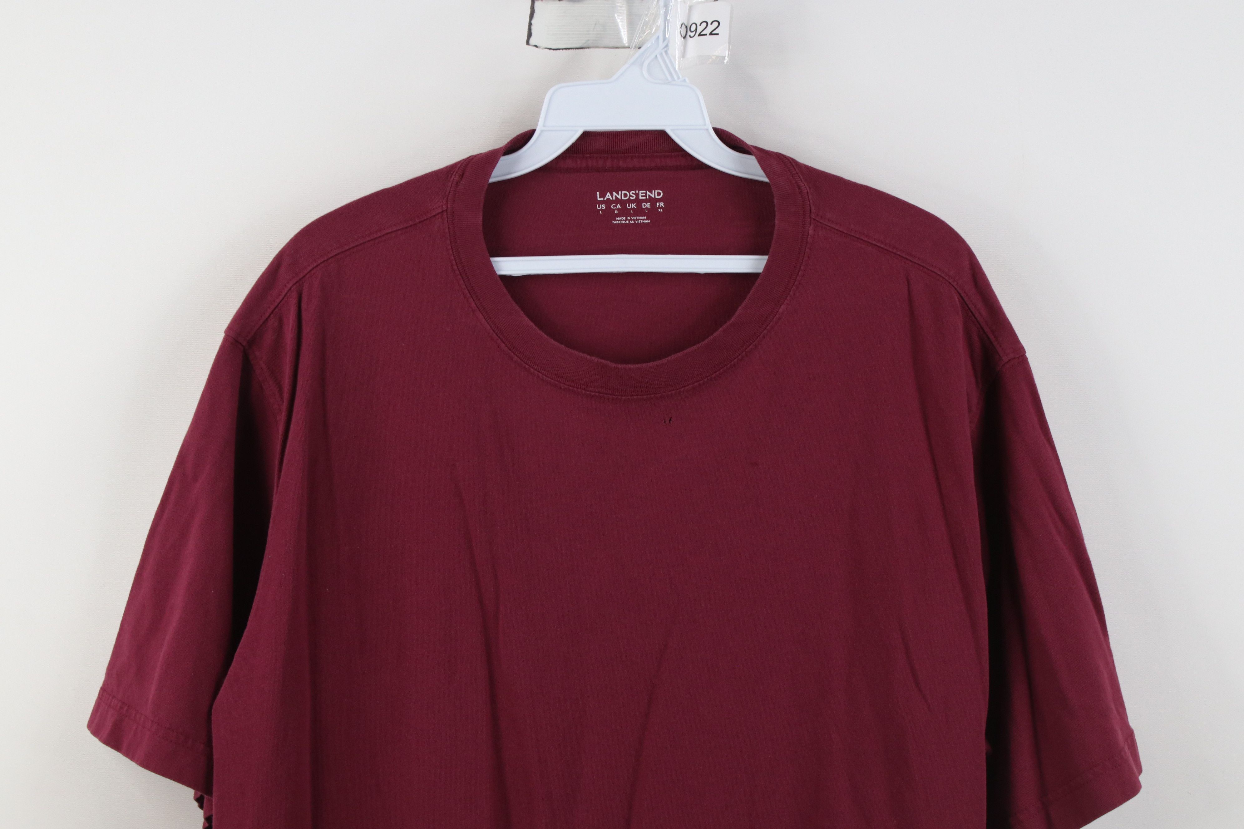 Lands' End Vintage Y2K Lands End Blank Cotton T-Shirt Burgundy Maroon Size US L / EU 52-54 / 3 - 2 Thumbnail