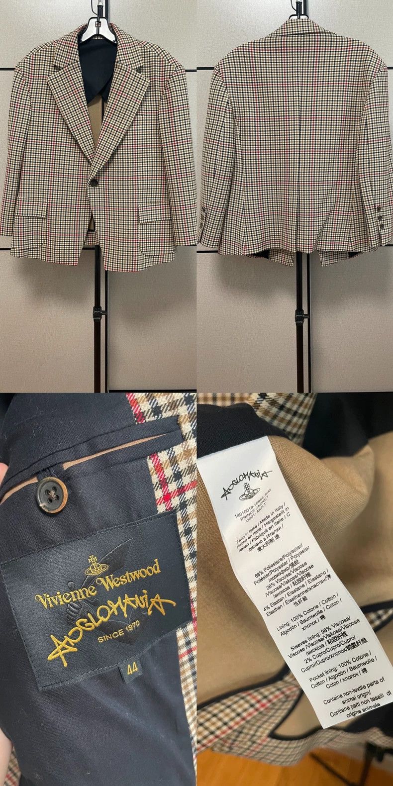Vivienne Westwood Vivienne Westwood Vintage plaid nine-sleeve suit jacket Size M / US 6-8 / IT 42-44 - 2 Thumbnail