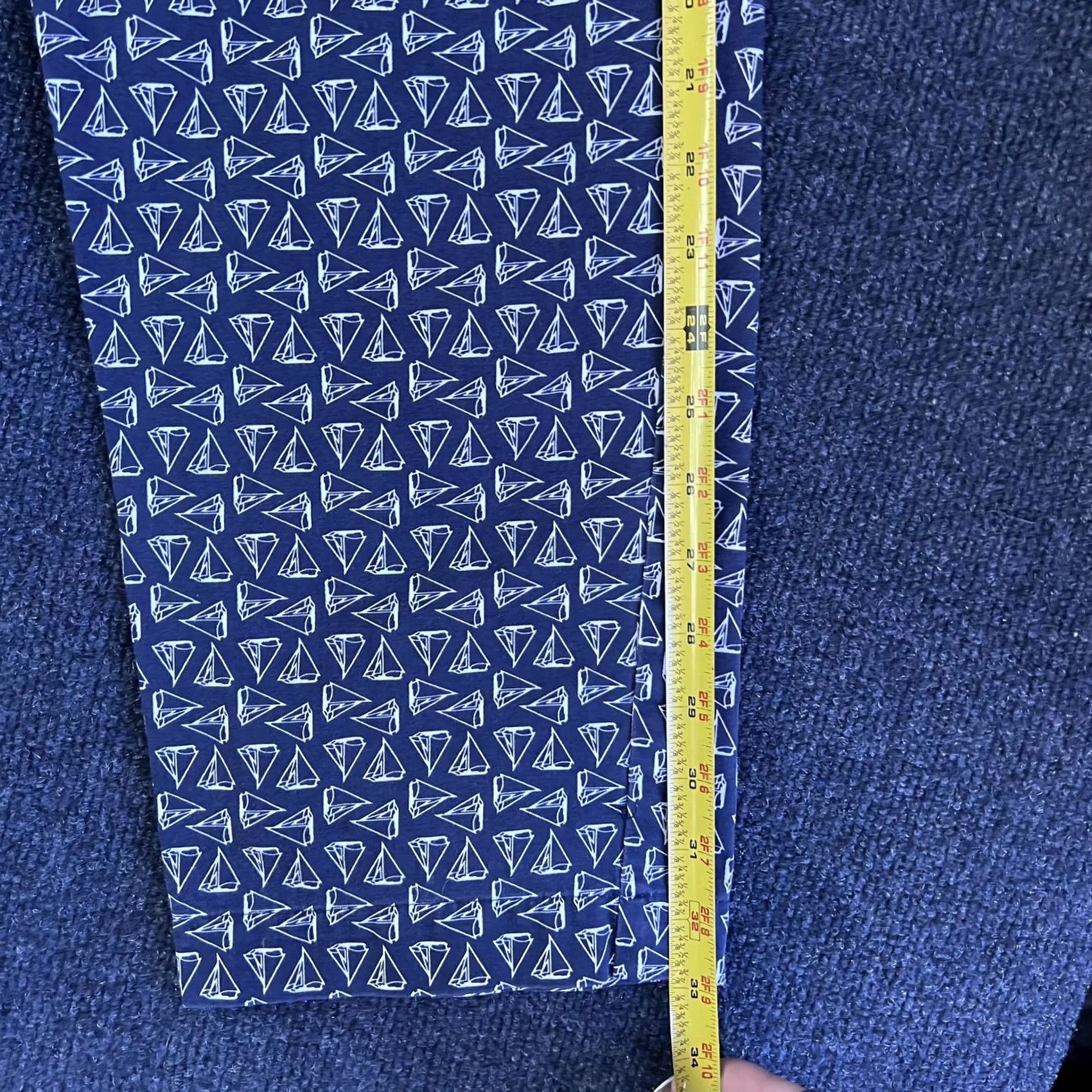 Liz Claiborne Liz Claiborne Womens 10P Blue Sailboat Print Chino Straight Leg Cotton Pants Size 32" / US 10 / IT 46 - 7 Thumbnail