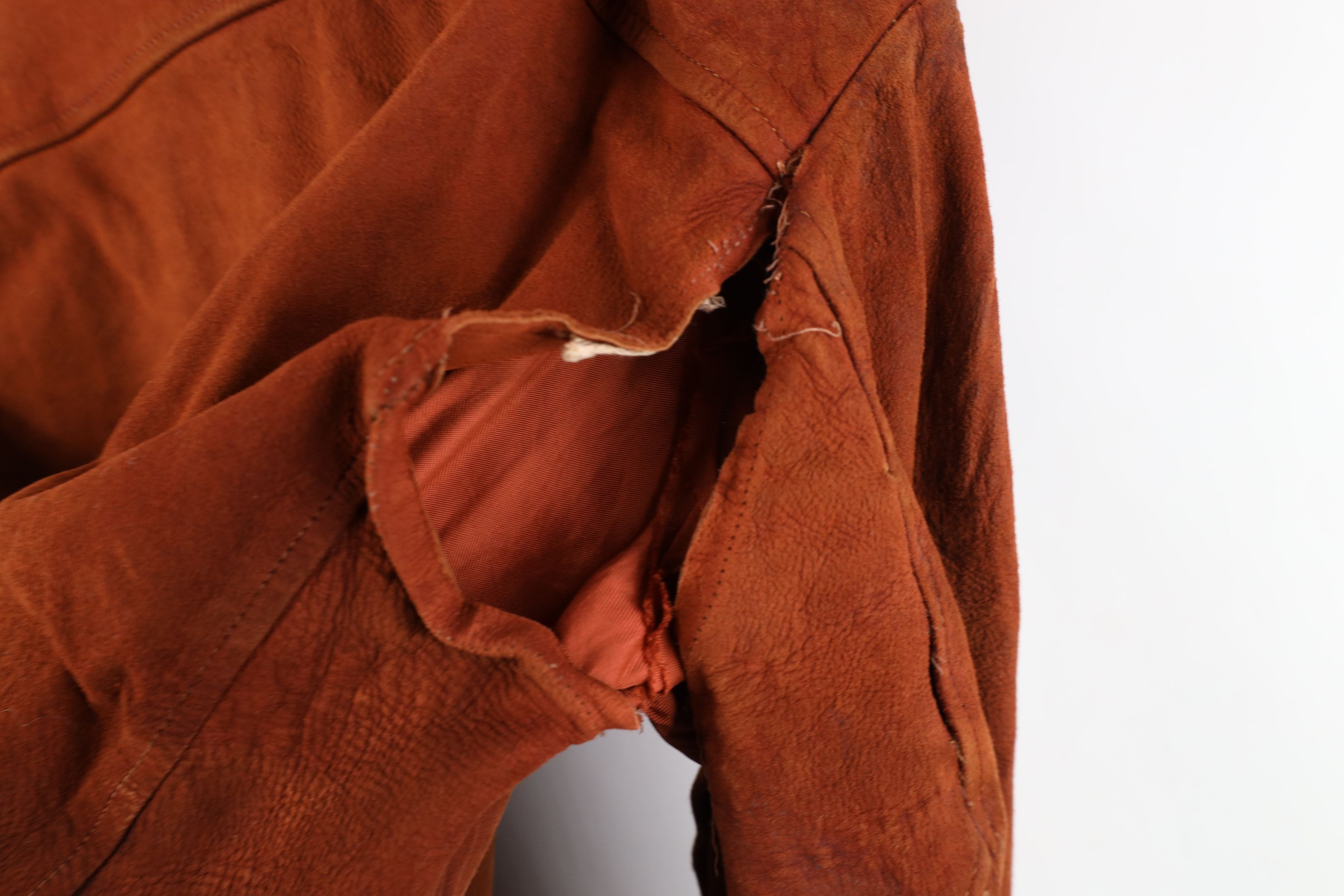 Vintage AS IS Vintage 50s Leather Bomber Jacket Burnt Orange USA Size US XXL / EU 58 / 5 - 12 Thumbnail