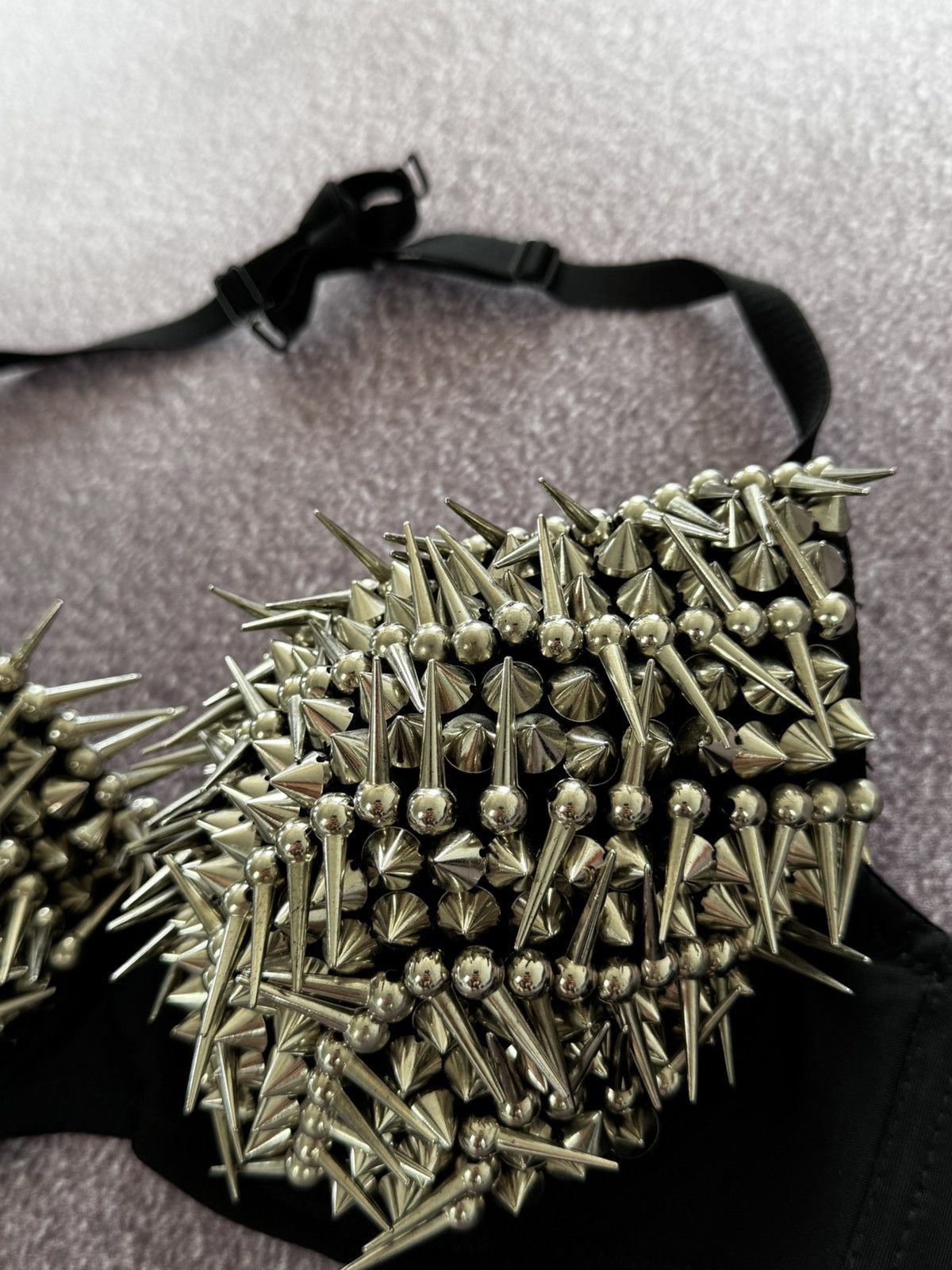 Vintage 00s Y2K Metal Spikes Detailed Grunge Vibe Bra Crop Top Size M / US 6-8 / IT 42-44 - 7 Thumbnail