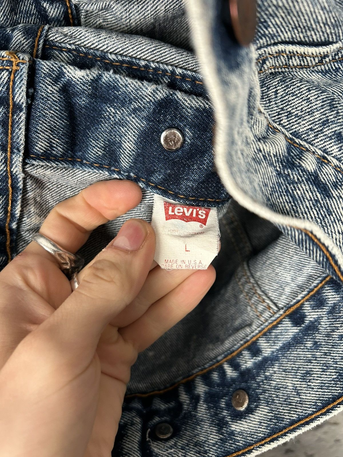 Levi's Vintage Clothing Vintage Levis 90s Made in USA Denim Jacket Avant Garde Size L / US 10 / IT 46 - 8 Thumbnail