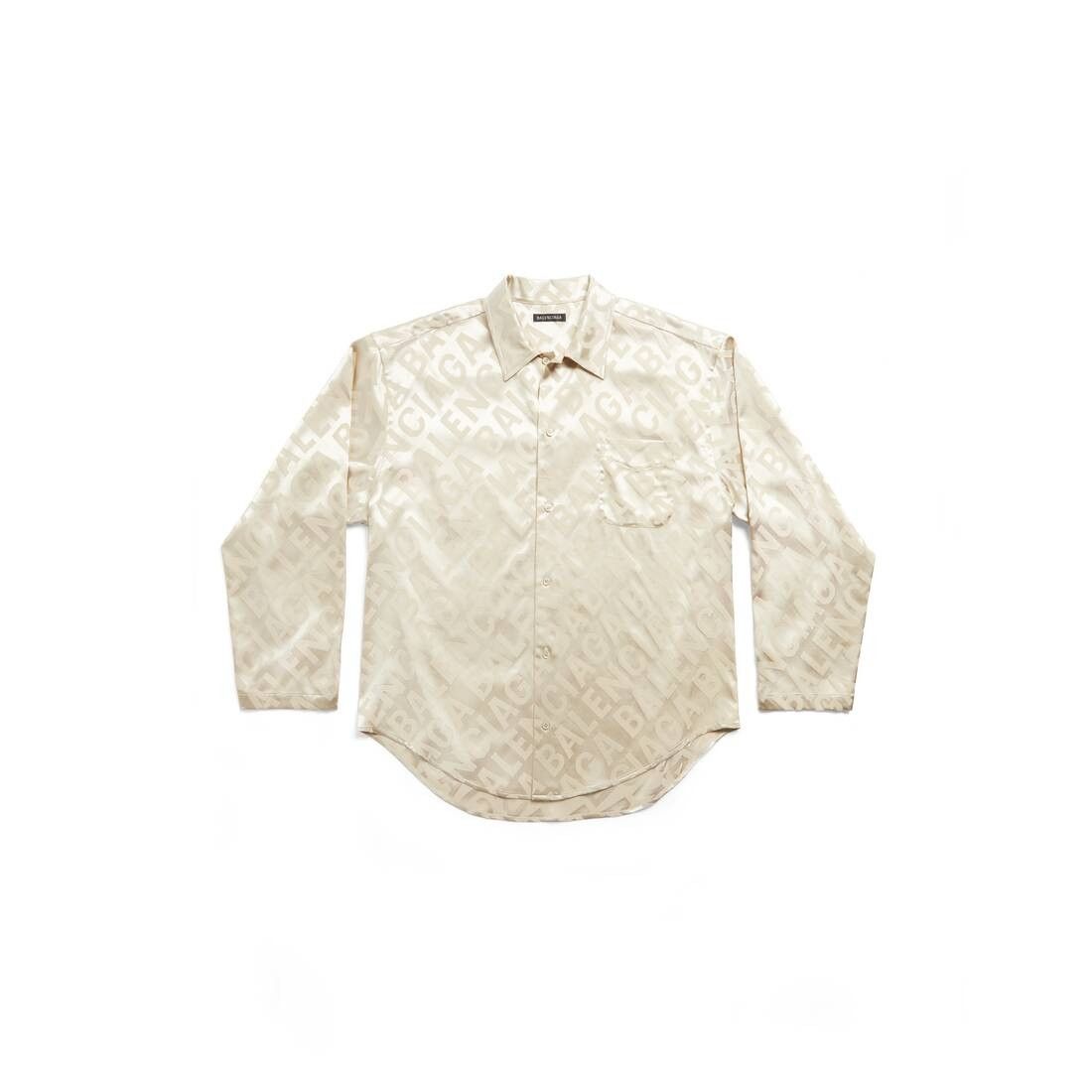 Balenciaga o1tr1nto0825 Large Allover Logo Minimal Shirt Large Beige Size M / US 6-8 / IT 42-44 - 1 Thumbnail